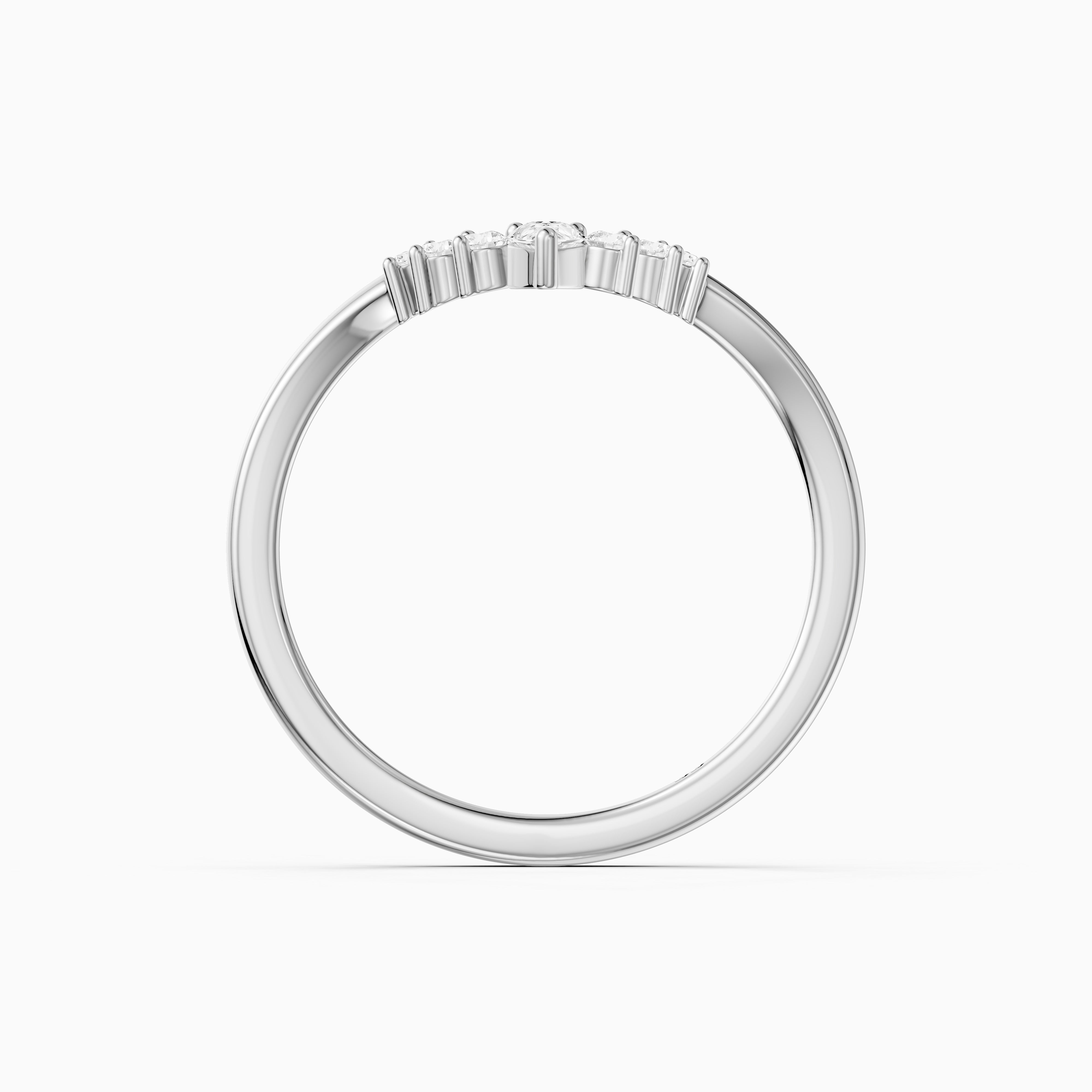 Cardi Curved V Shape Pear and Round Lab Grown Diamond Band