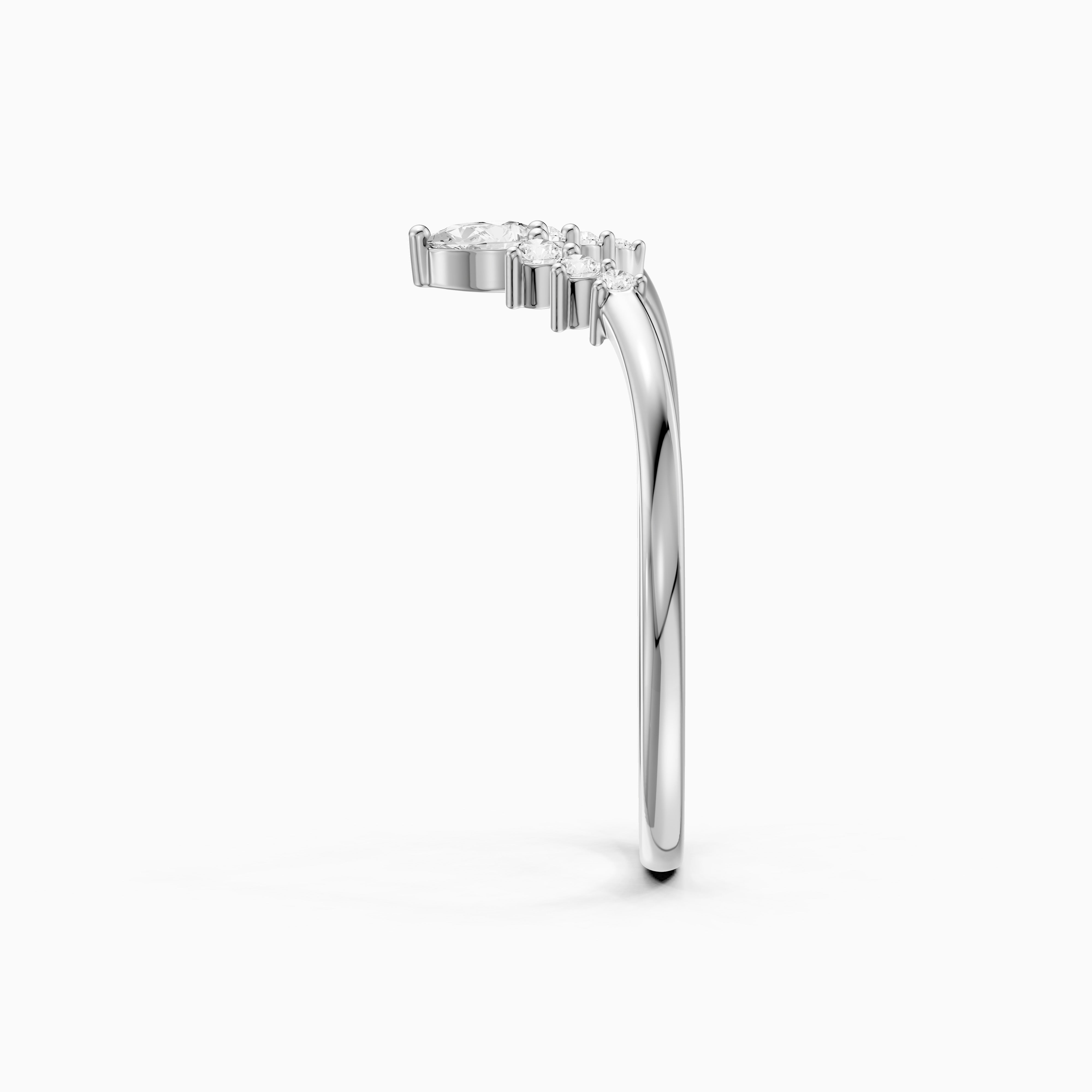 Cardi Curved V Shape Pear and Round Lab Grown Diamond Band
