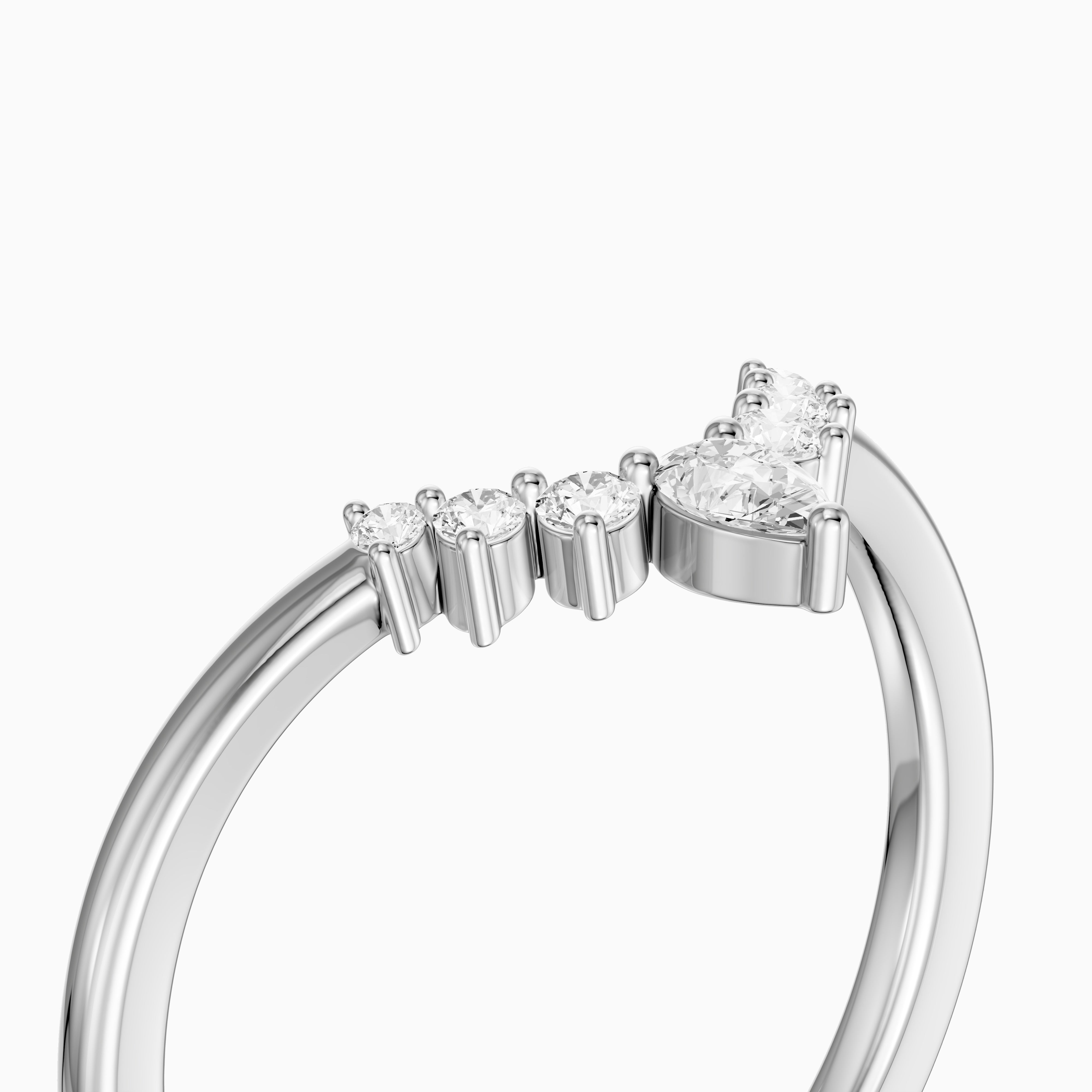 Cardi Curved V Shape Pear and Round Lab Grown Diamond Band