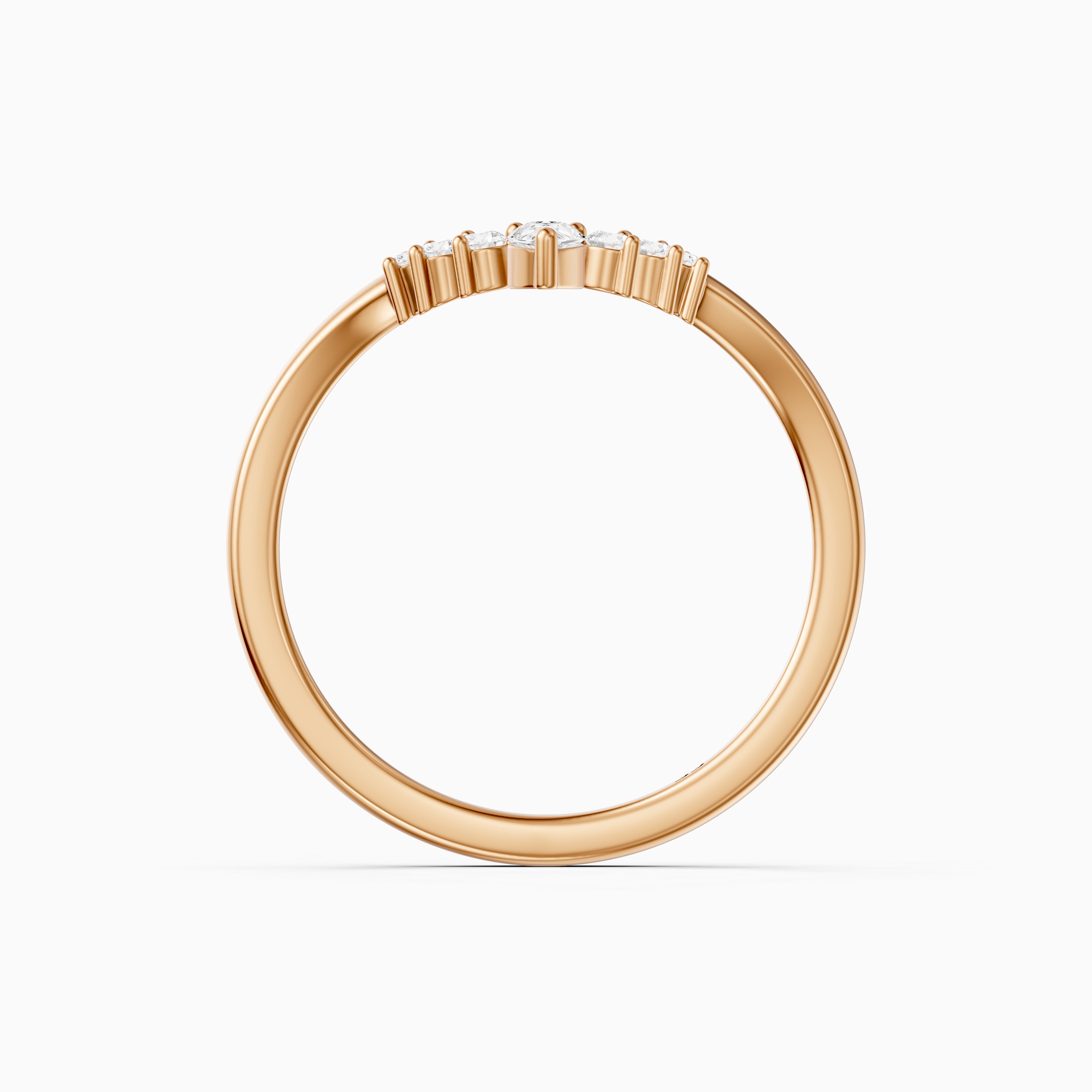 Cardi Curved V Shape Pear and Round Lab Grown Diamond Band