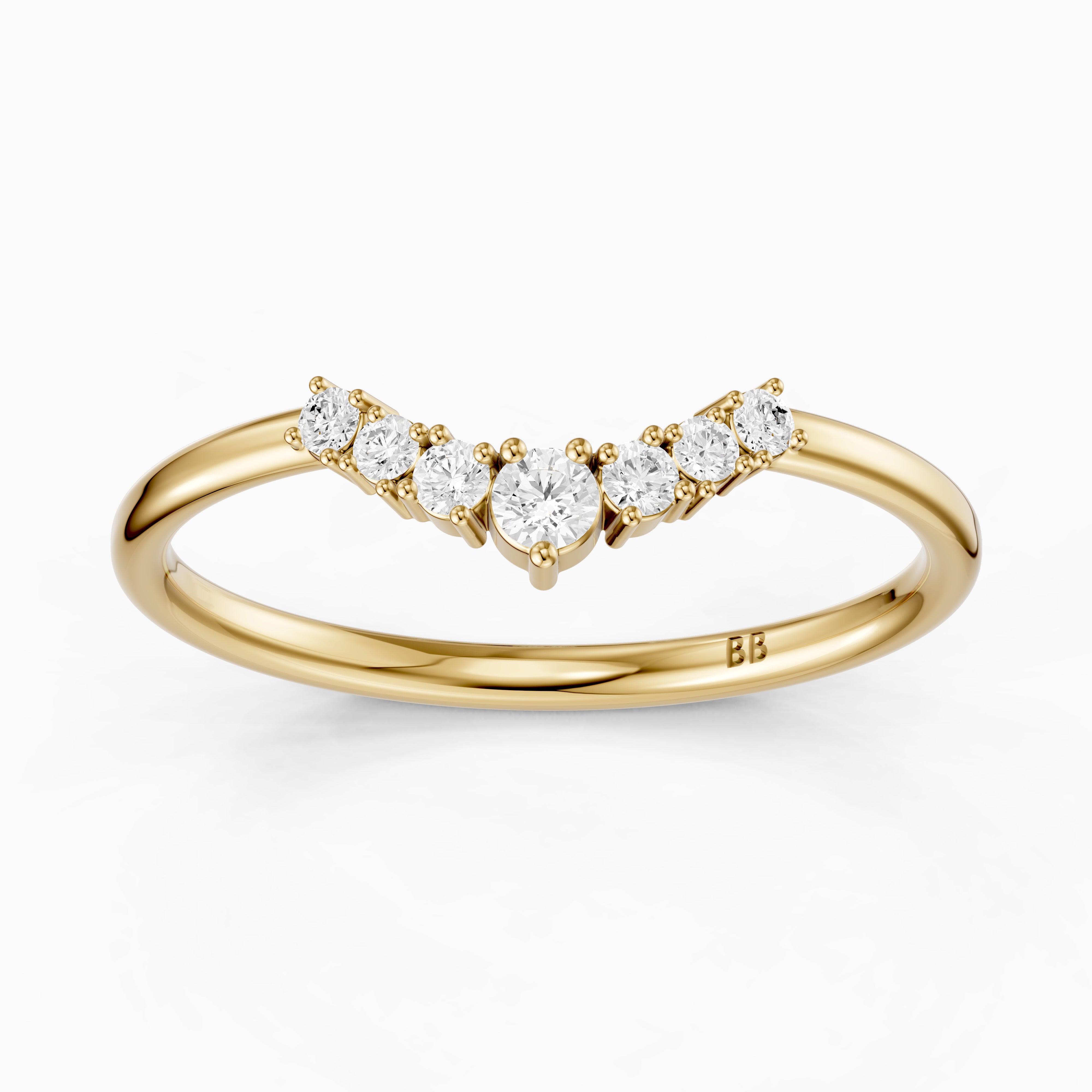 Nicki Round Lab Diamond V Shape Curved Wedding Band