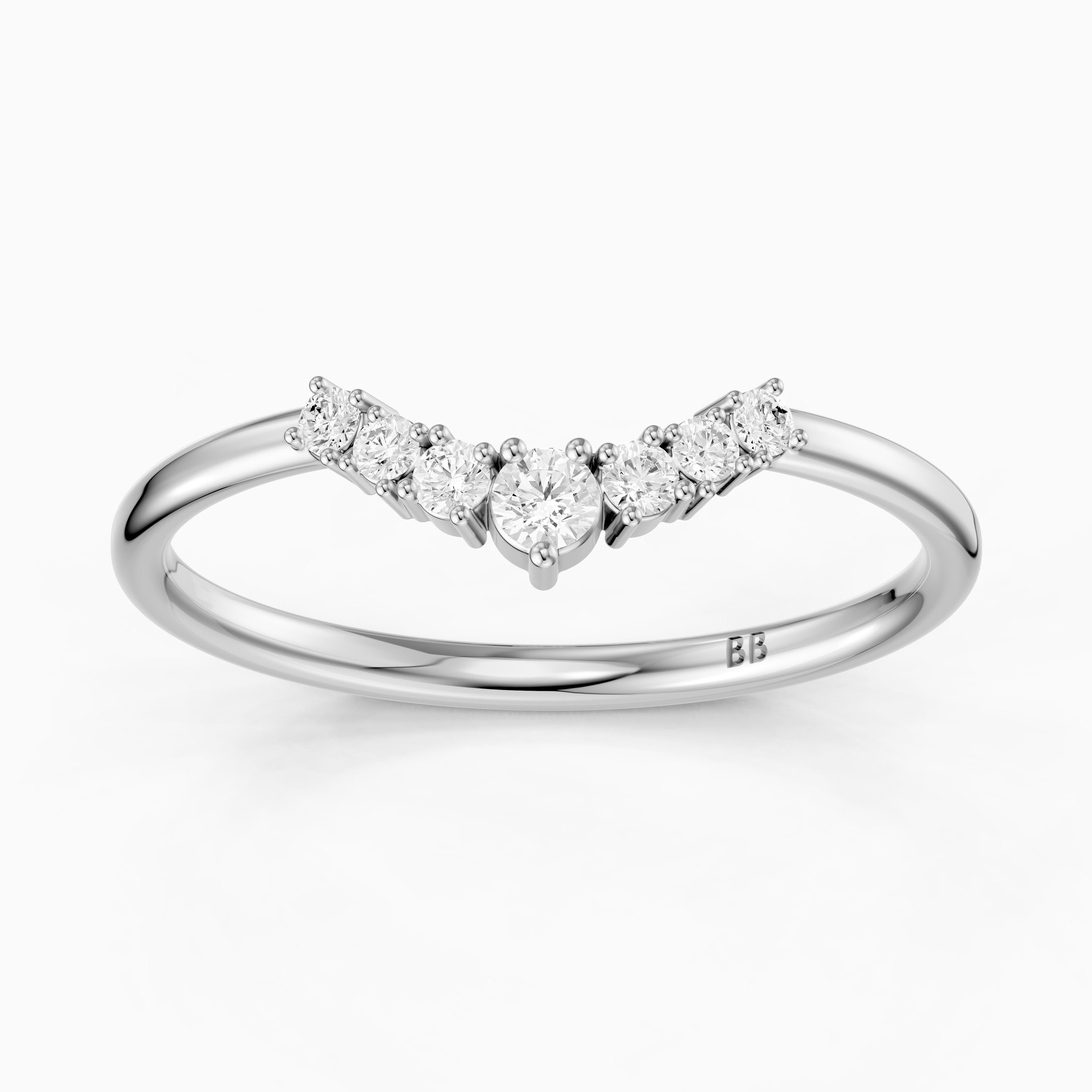 Nicki Round Lab Diamond V Shape Curved Wedding Band