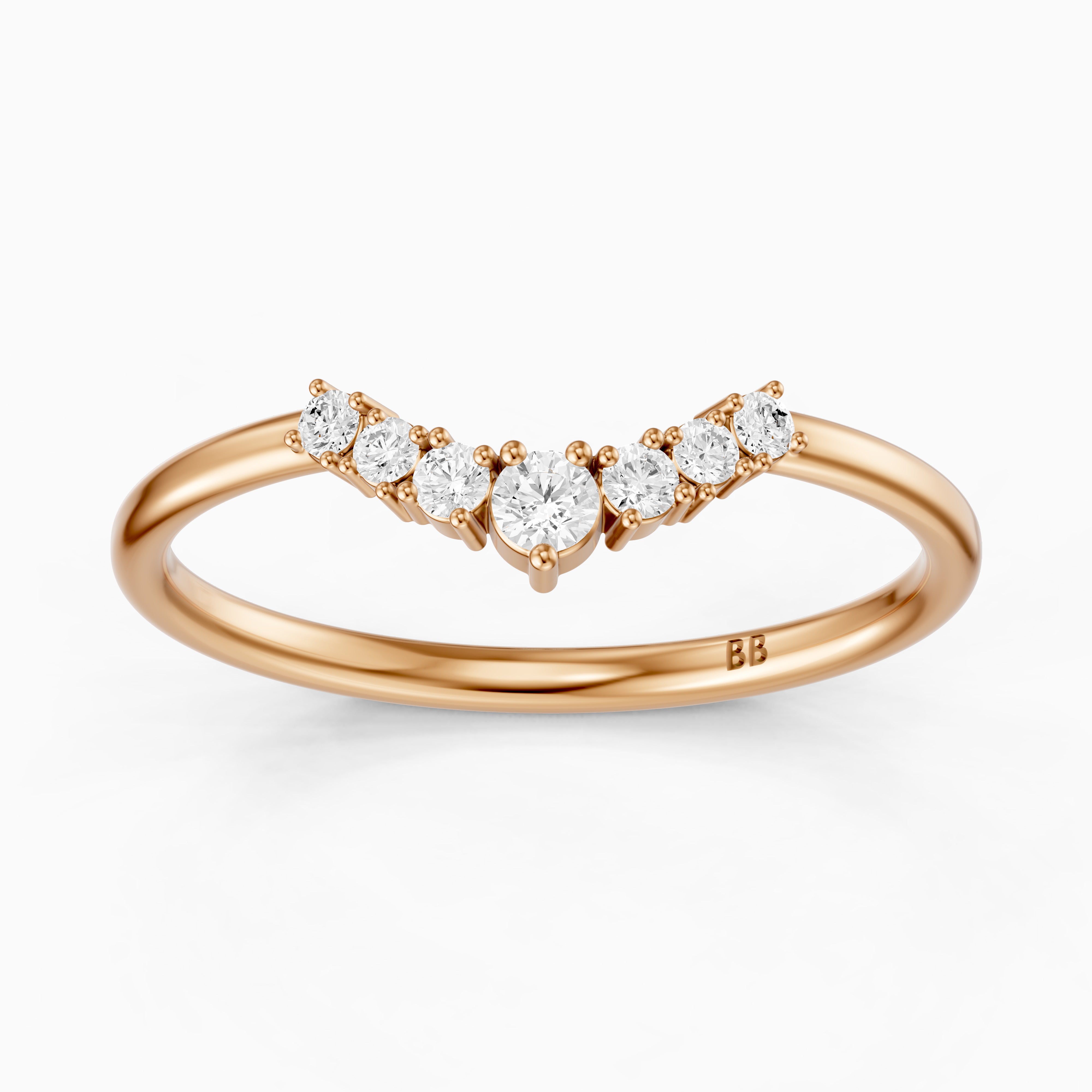 Nicki Round Lab Diamond V Shape Curved Wedding Band