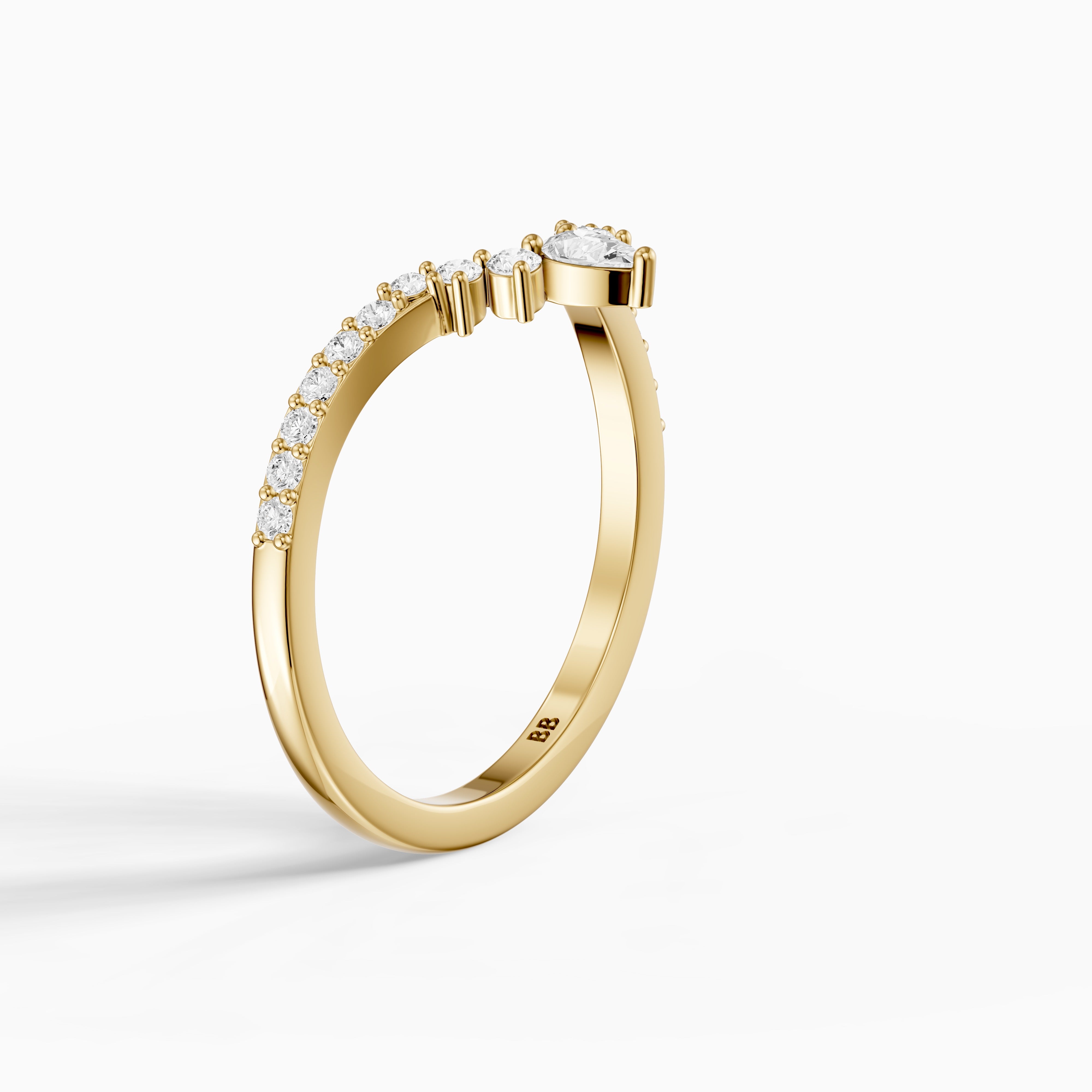Sabrina Pear and Round Lab Grown Diamond Pavé Chevron Wedding Band