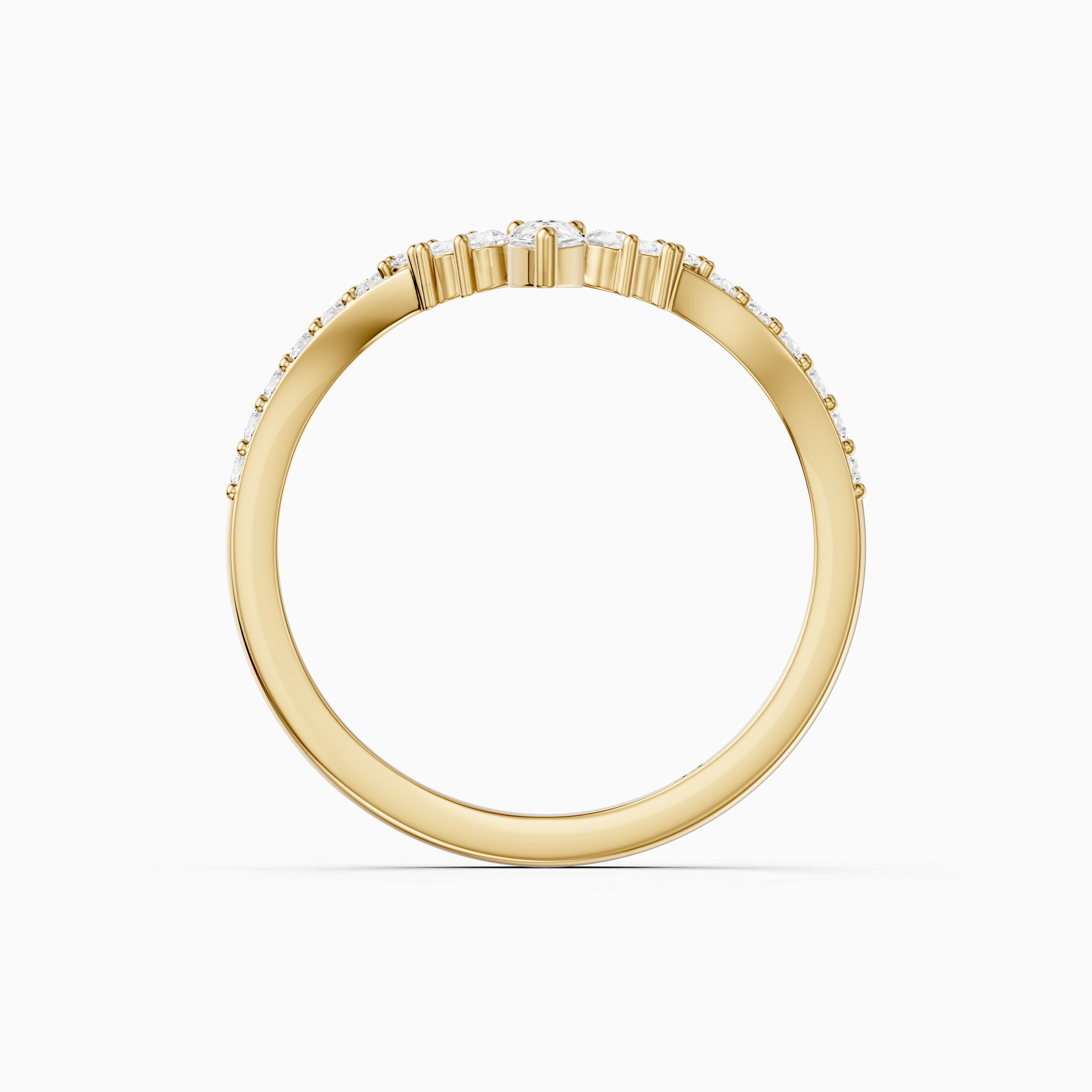 Sabrina Pear and Round Lab Grown Diamond Pavé Chevron Wedding Band