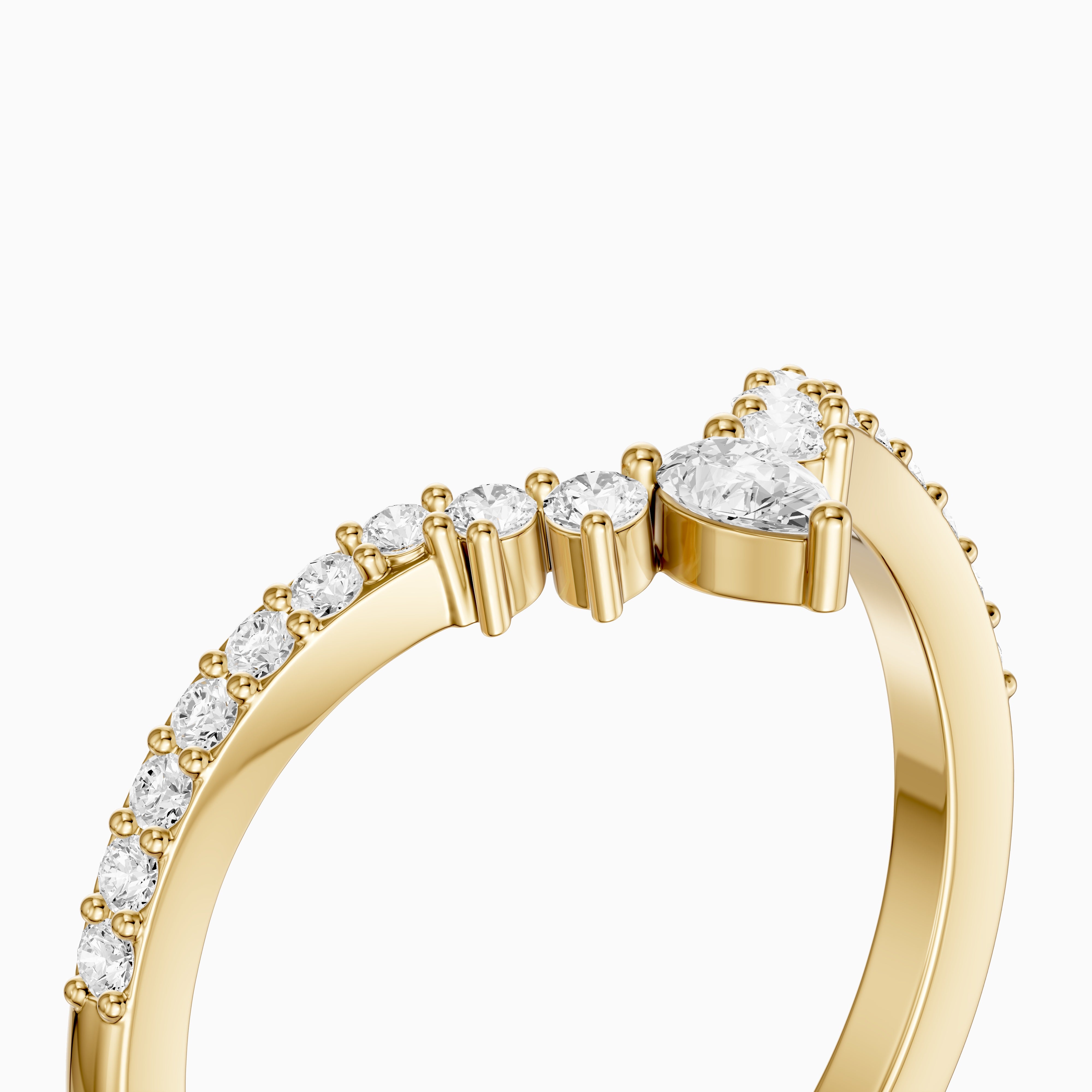 Sabrina Pear and Round Lab Grown Diamond Pavé Chevron Wedding Band
