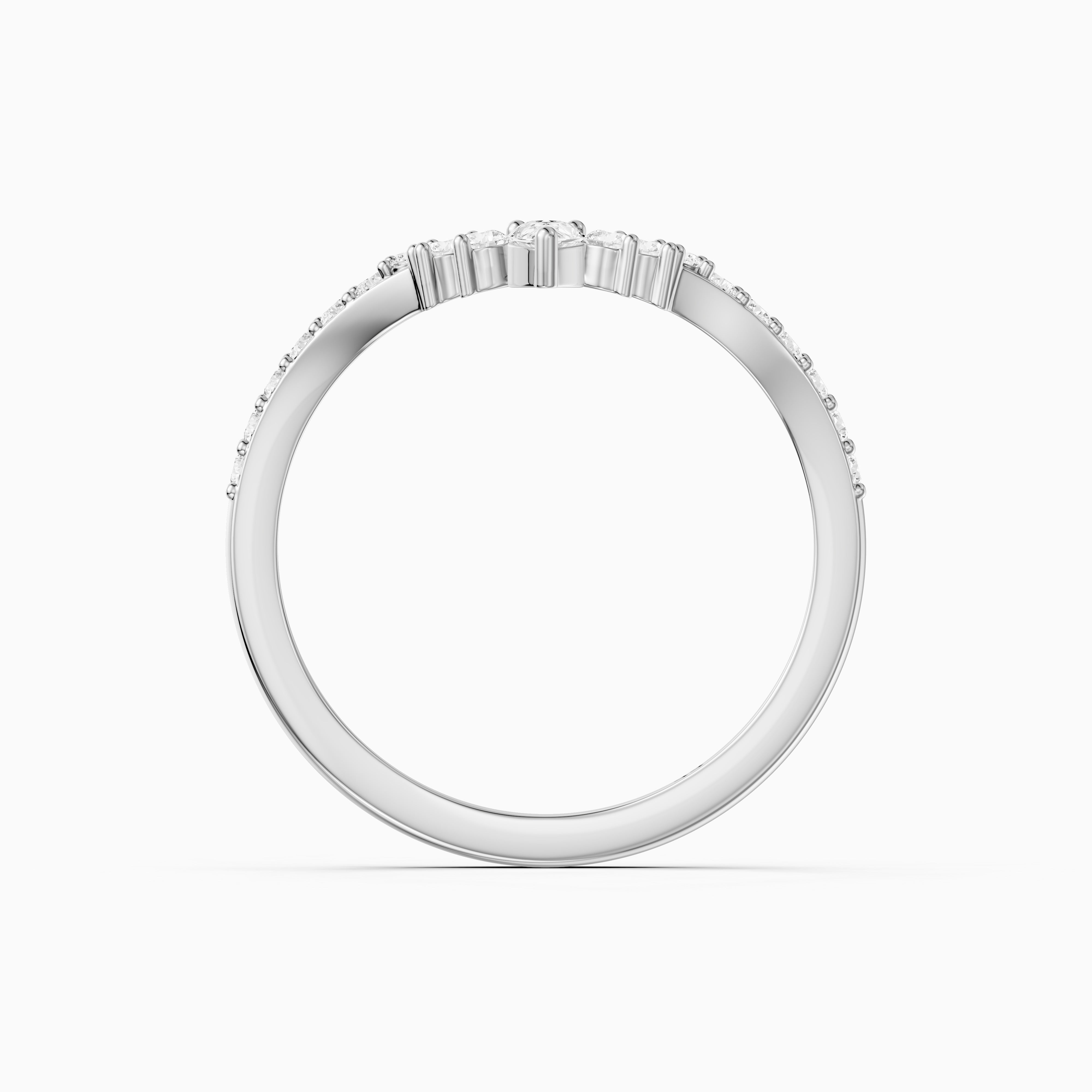 Sabrina Pear and Round Lab Grown Diamond Pavé Chevron Wedding Band