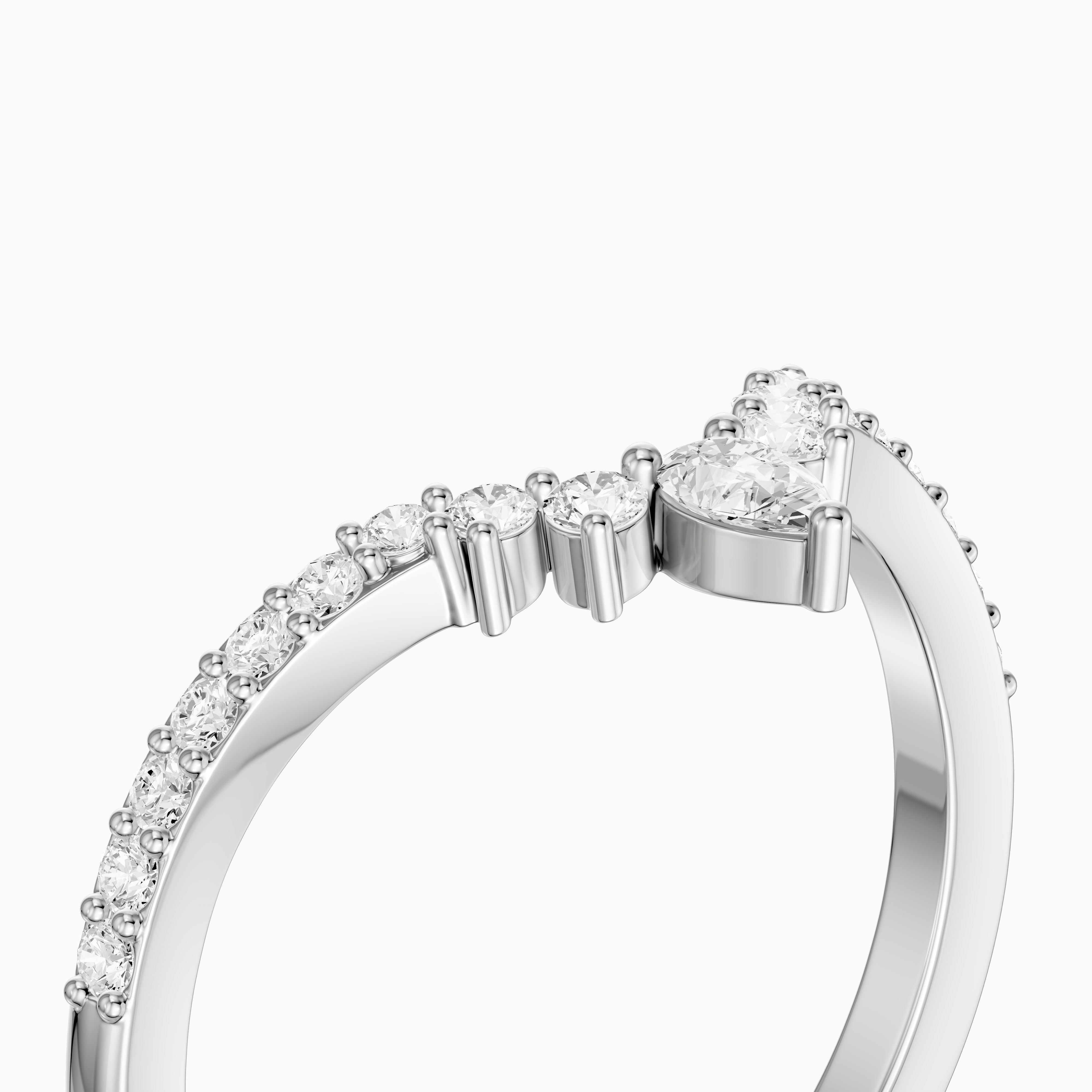 Sabrina Pear and Round Lab Grown Diamond Pavé Chevron Wedding Band