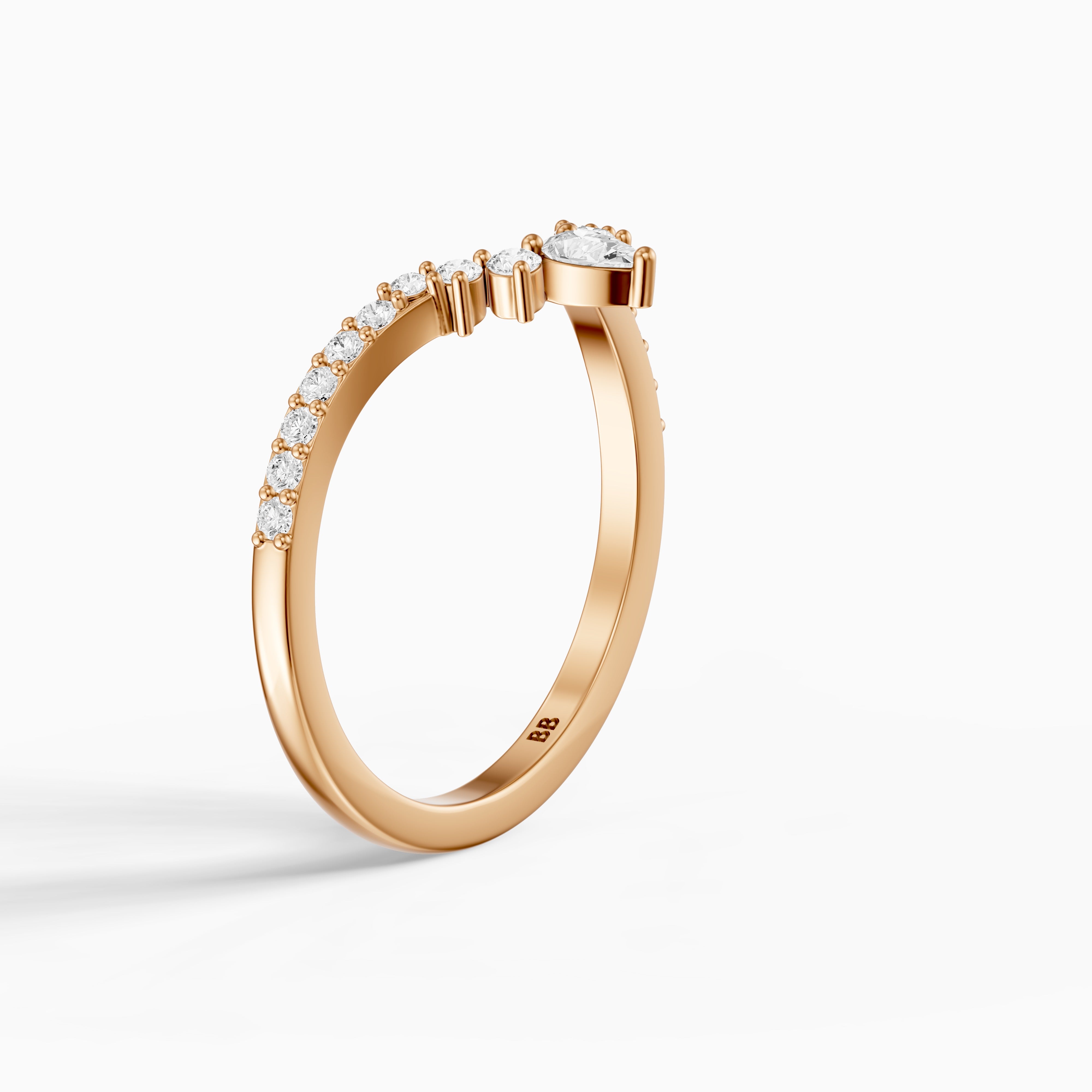 Sabrina Pear and Round Lab Grown Diamond Pavé Chevron Wedding Band