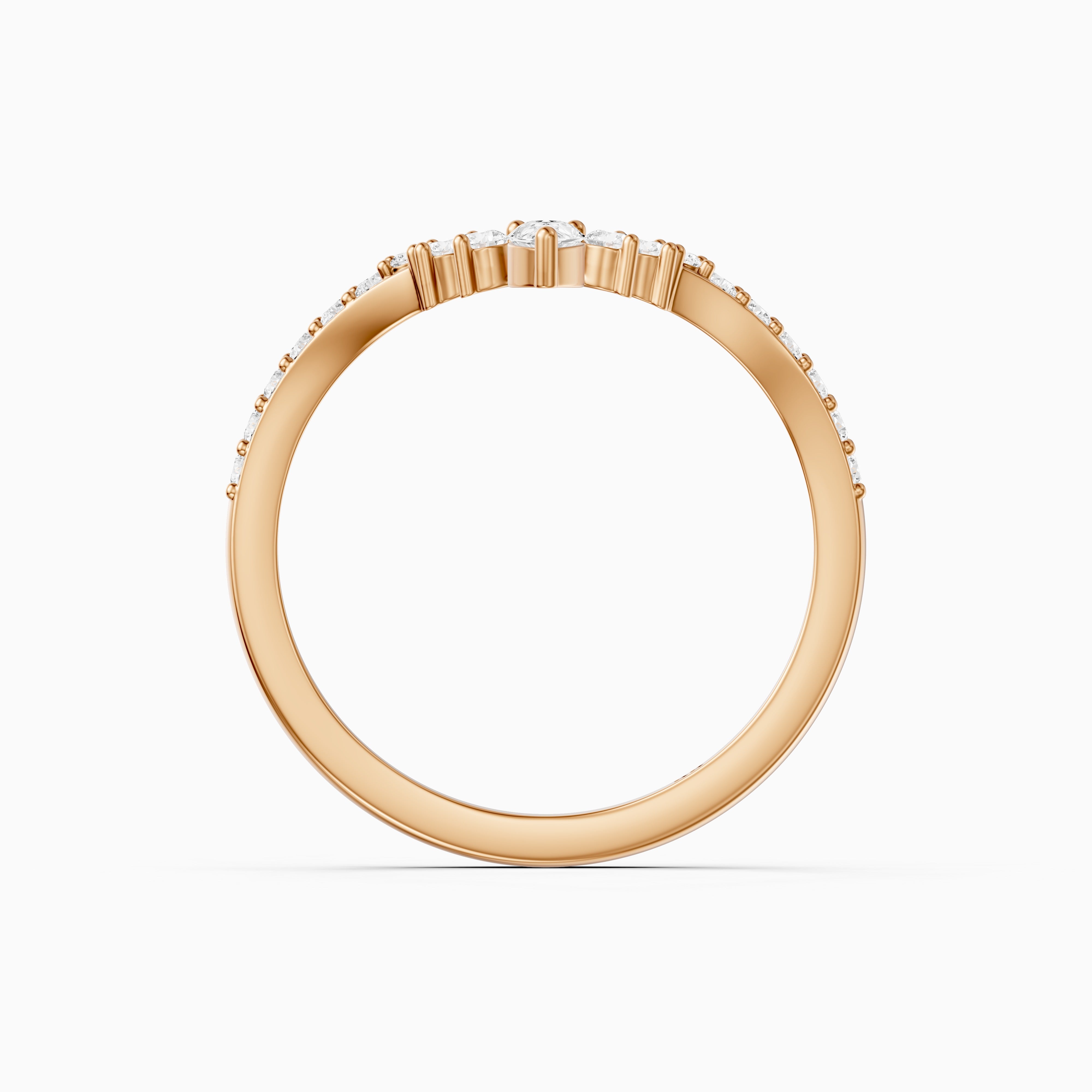 Sabrina Pear and Round Lab Grown Diamond Pavé Chevron Wedding Band