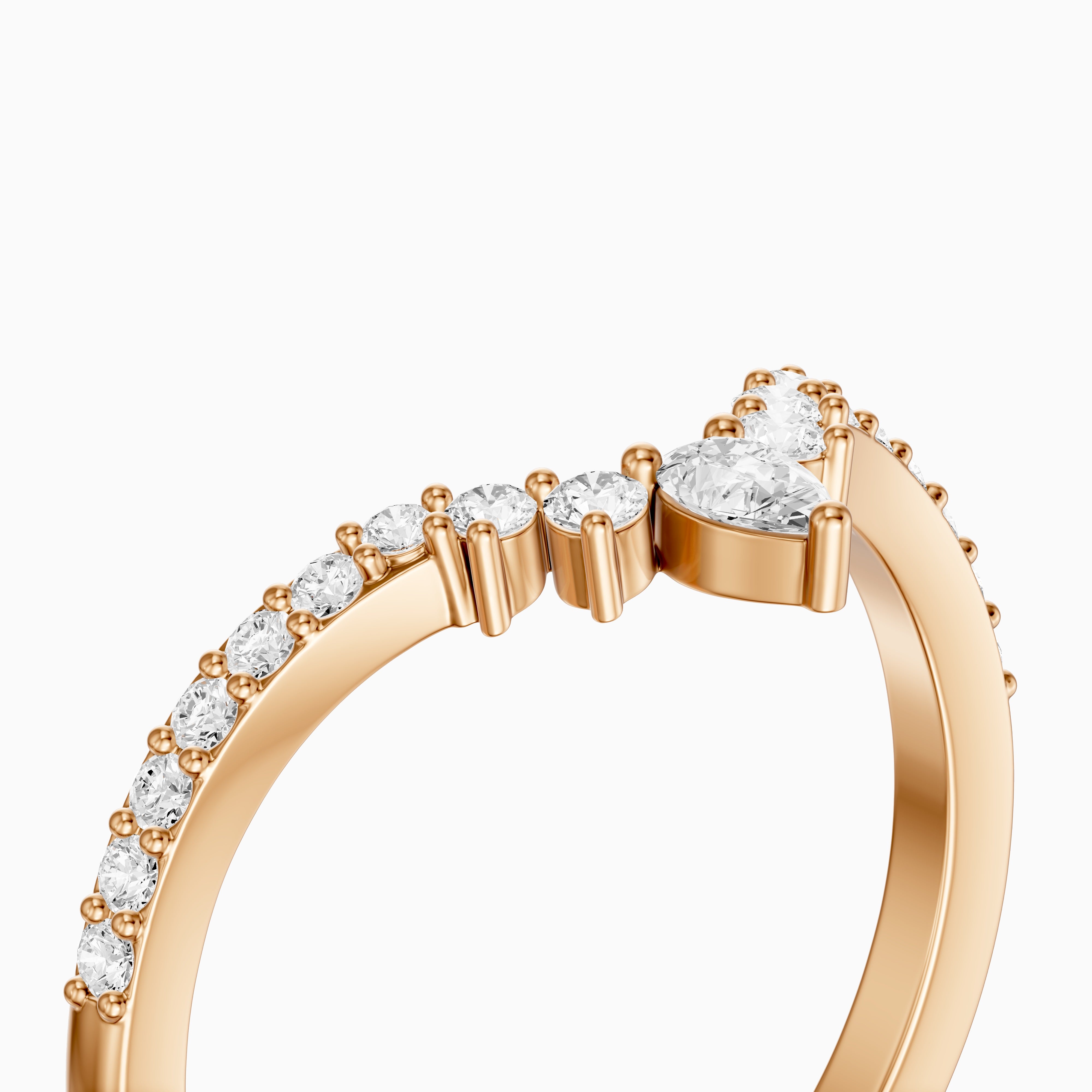 Sabrina Pear and Round Lab Grown Diamond Pavé Chevron Wedding Band