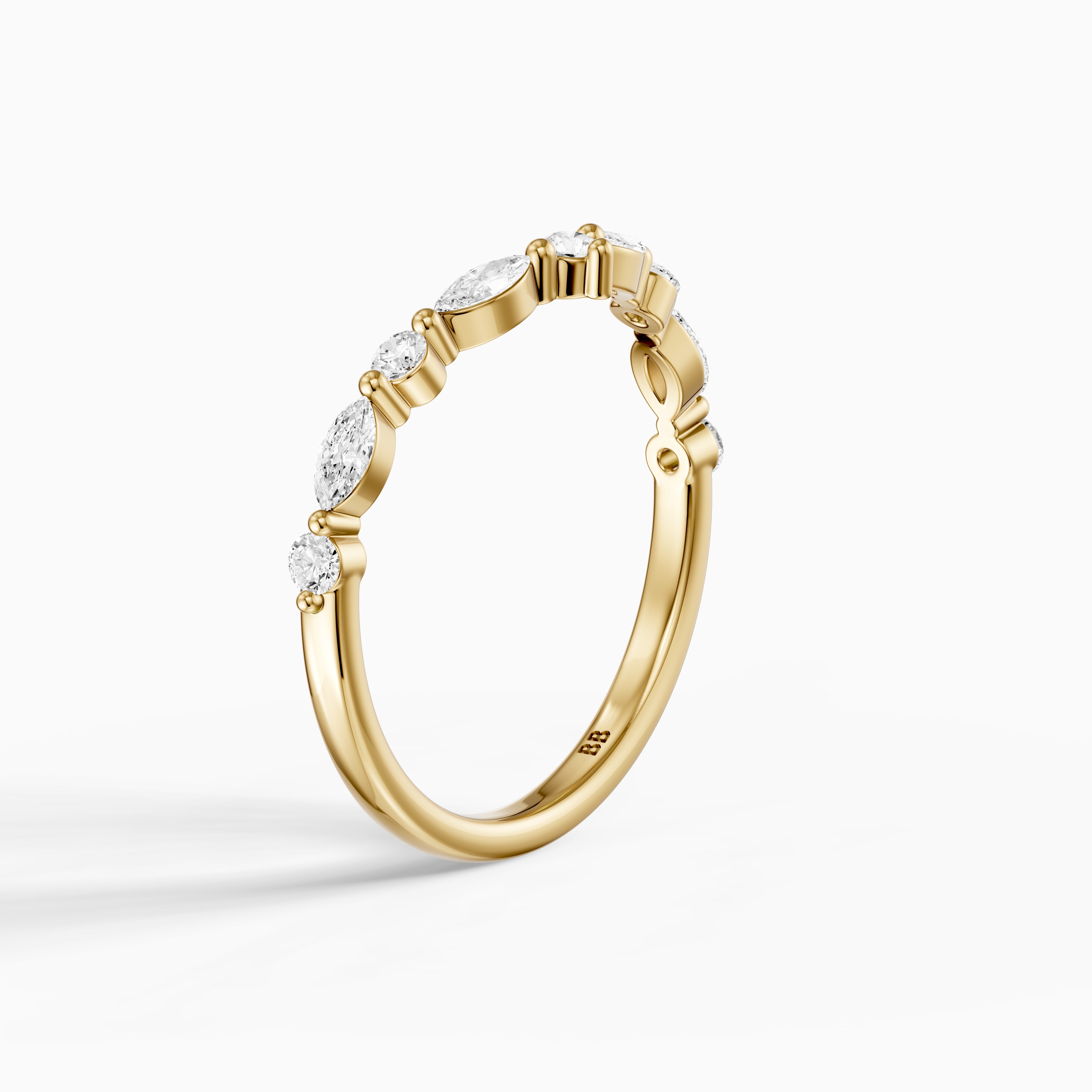 Sloane Chevron Marquise and Round Lab Diamond Wedding Band