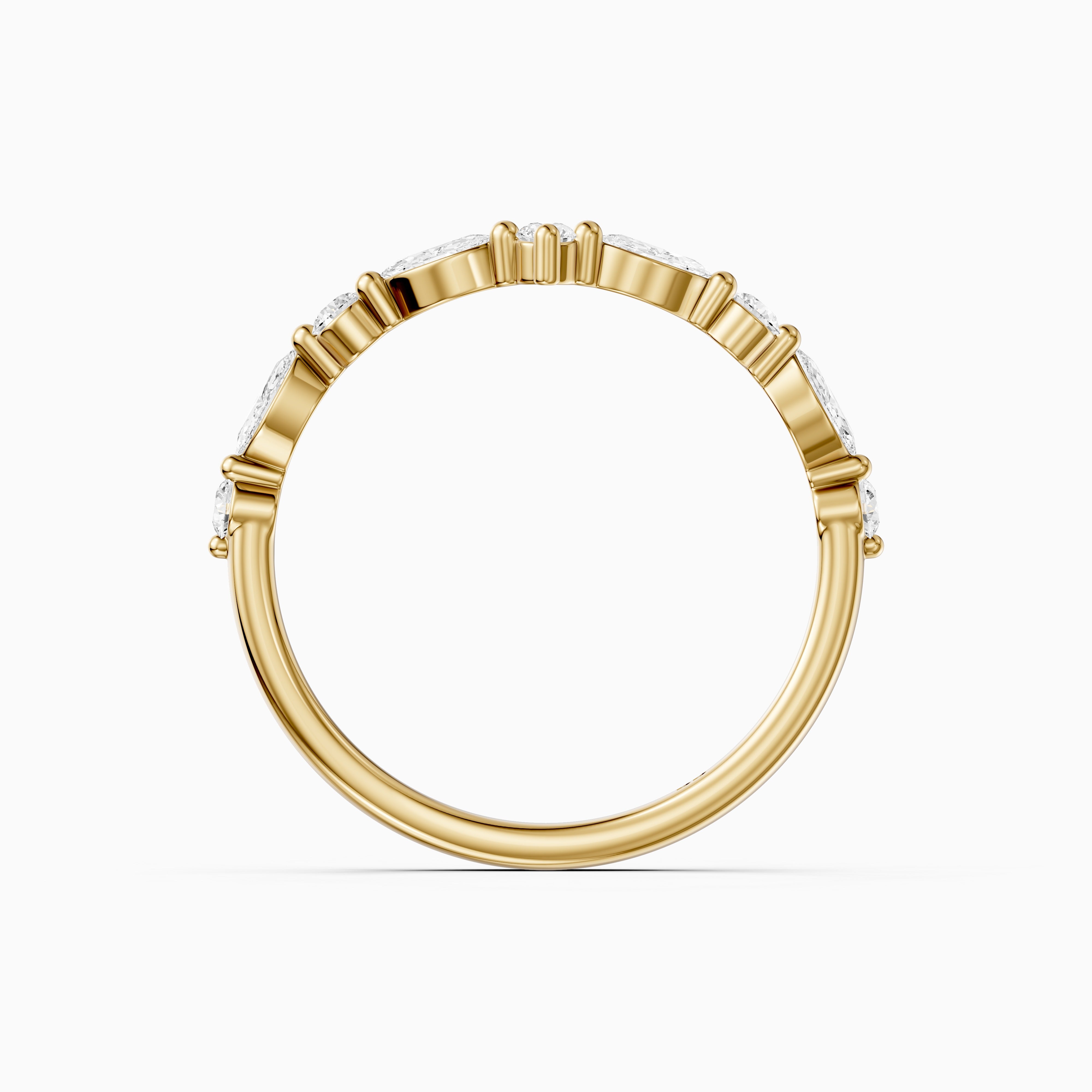Sloane Chevron Marquise and Round Lab Diamond Wedding Band