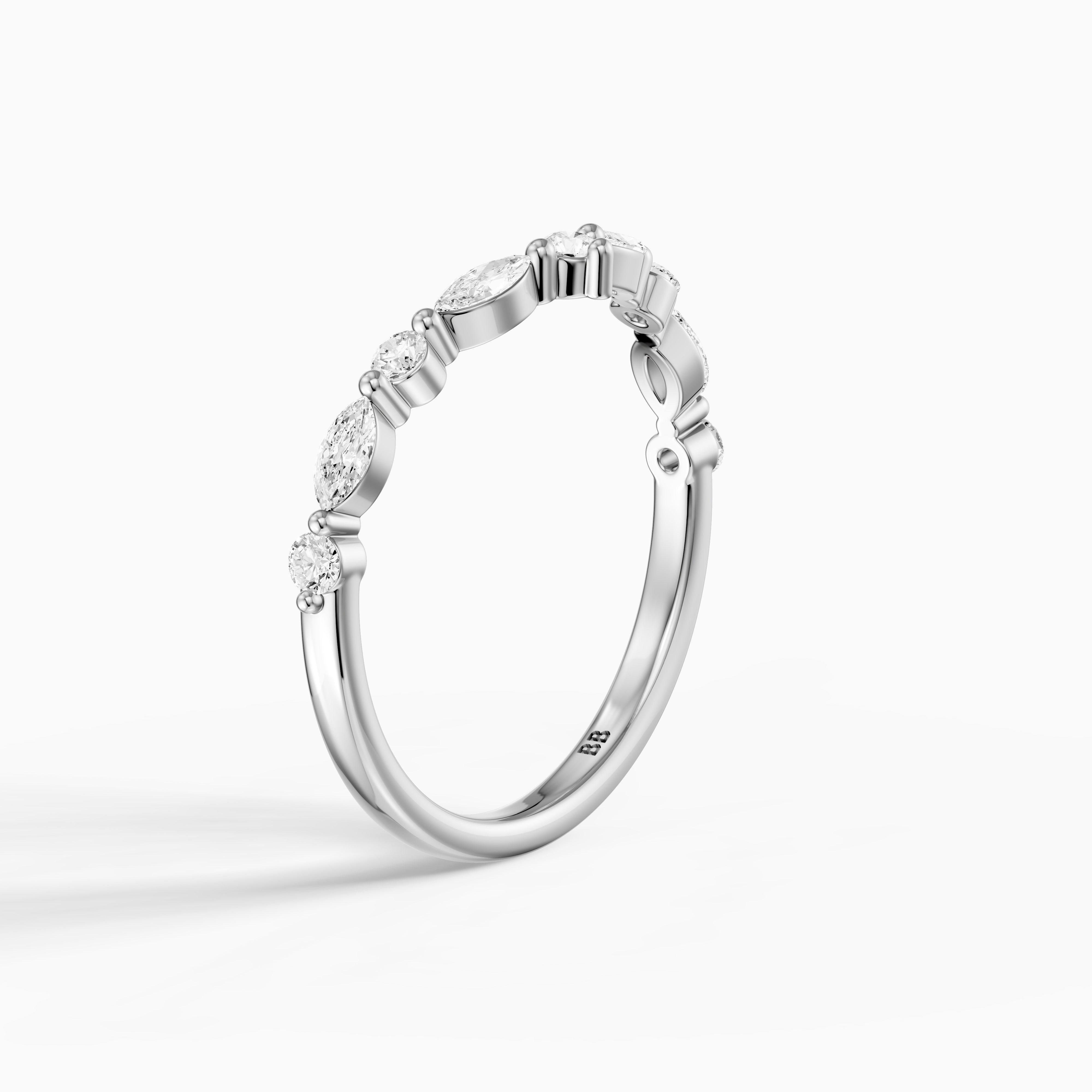 Sloane Chevron Marquise and Round Lab Diamond Wedding Band