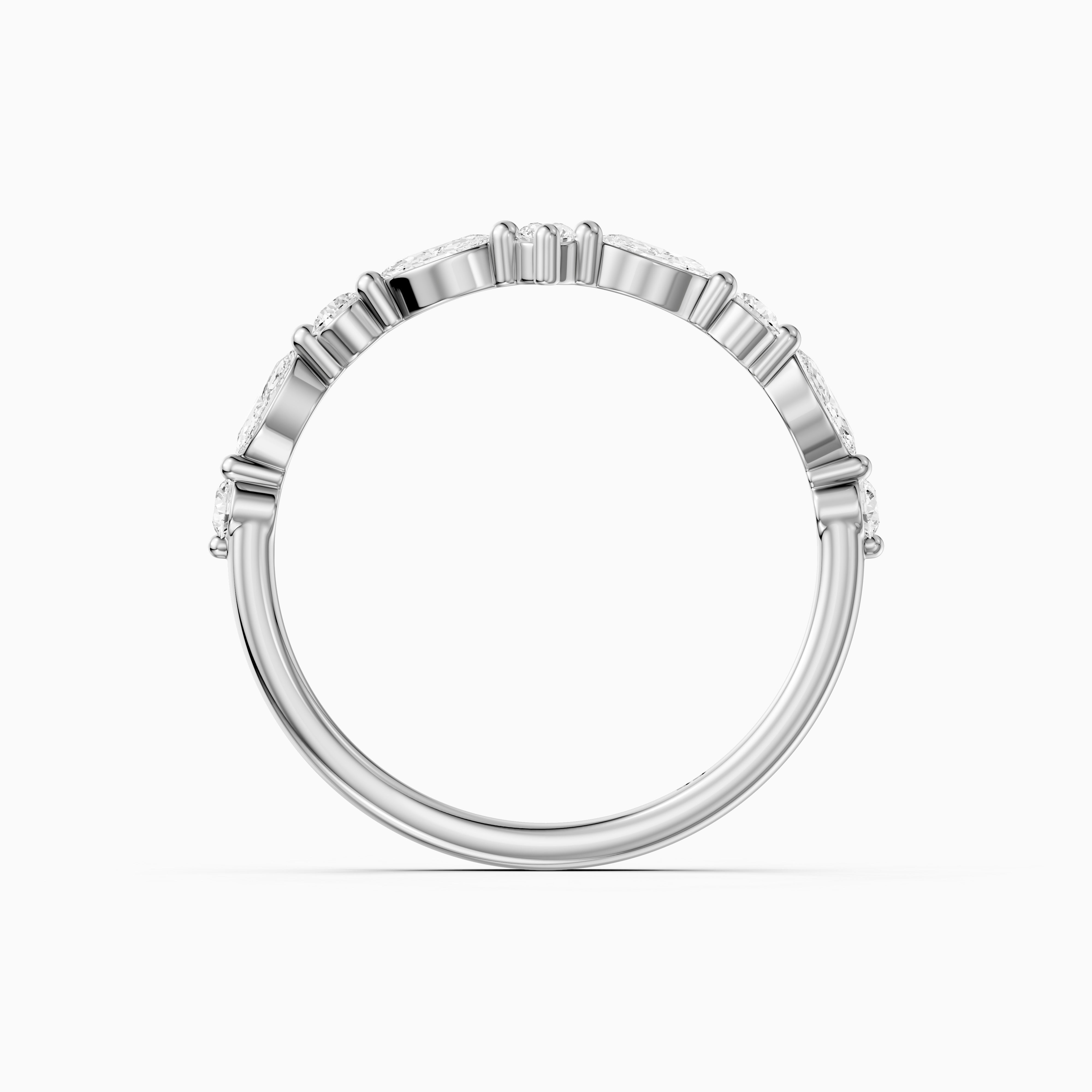 Sloane Chevron Marquise and Round Lab Diamond Wedding Band