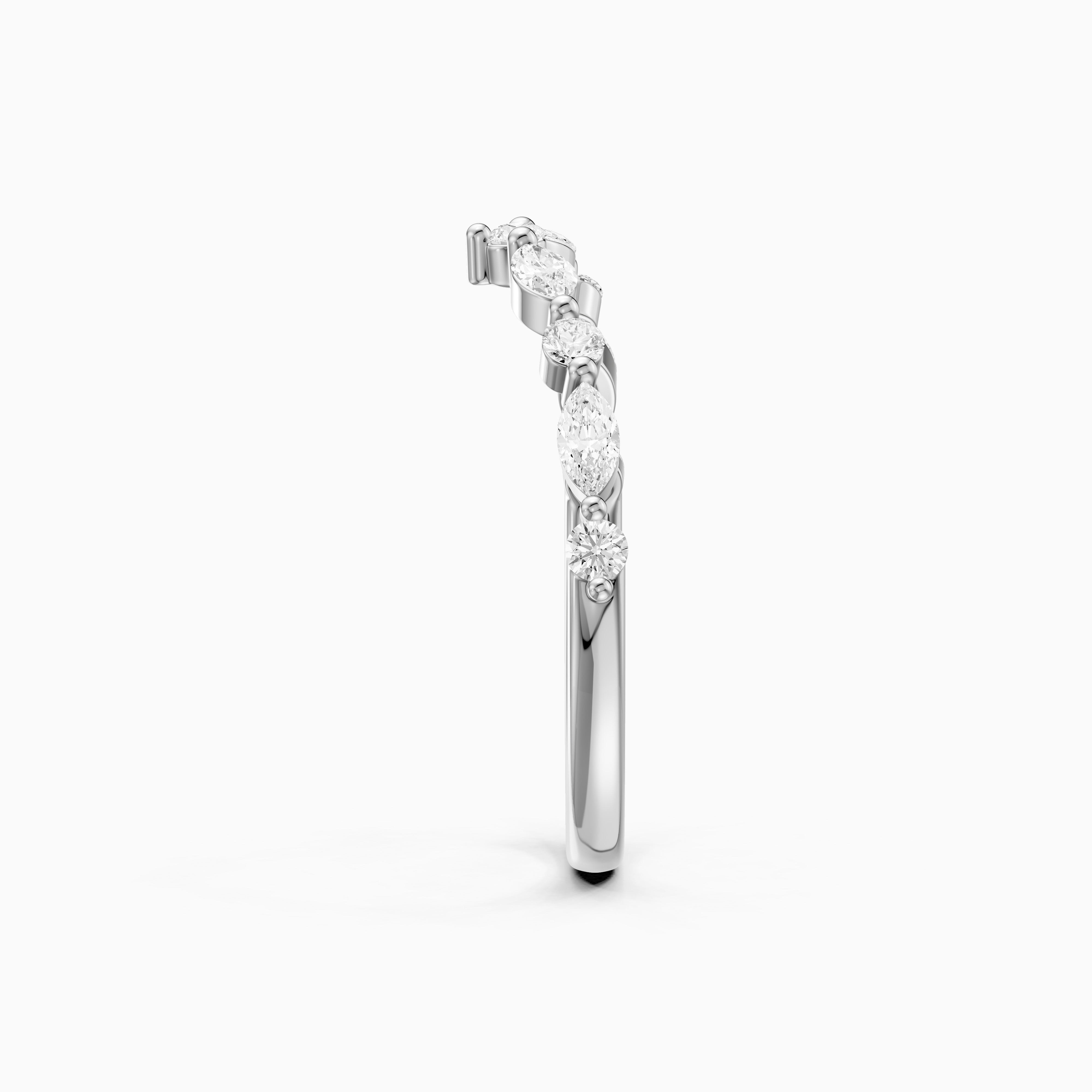 Sloane Chevron Marquise and Round Lab Diamond Wedding Band