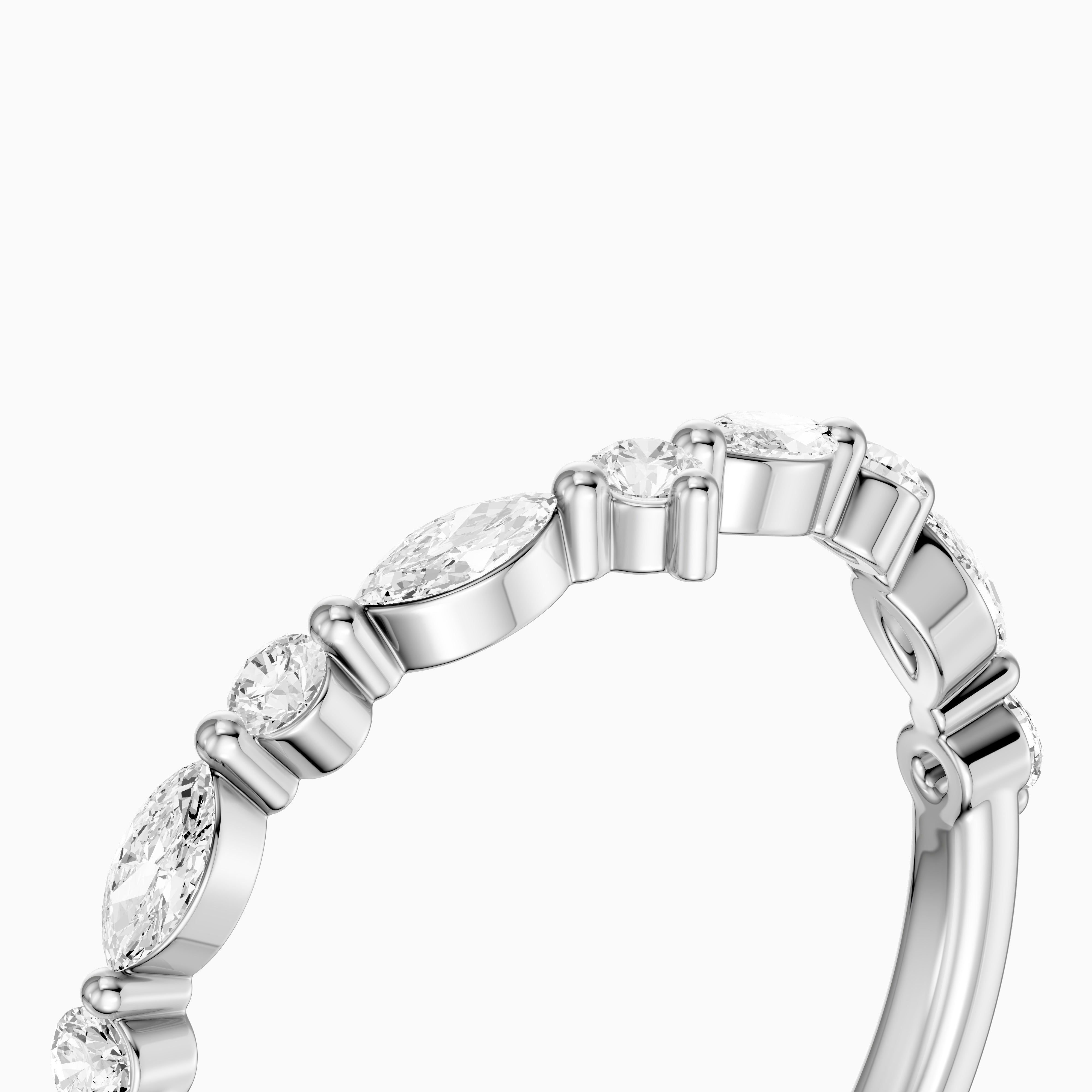 Sloane Chevron Marquise and Round Lab Diamond Wedding Band