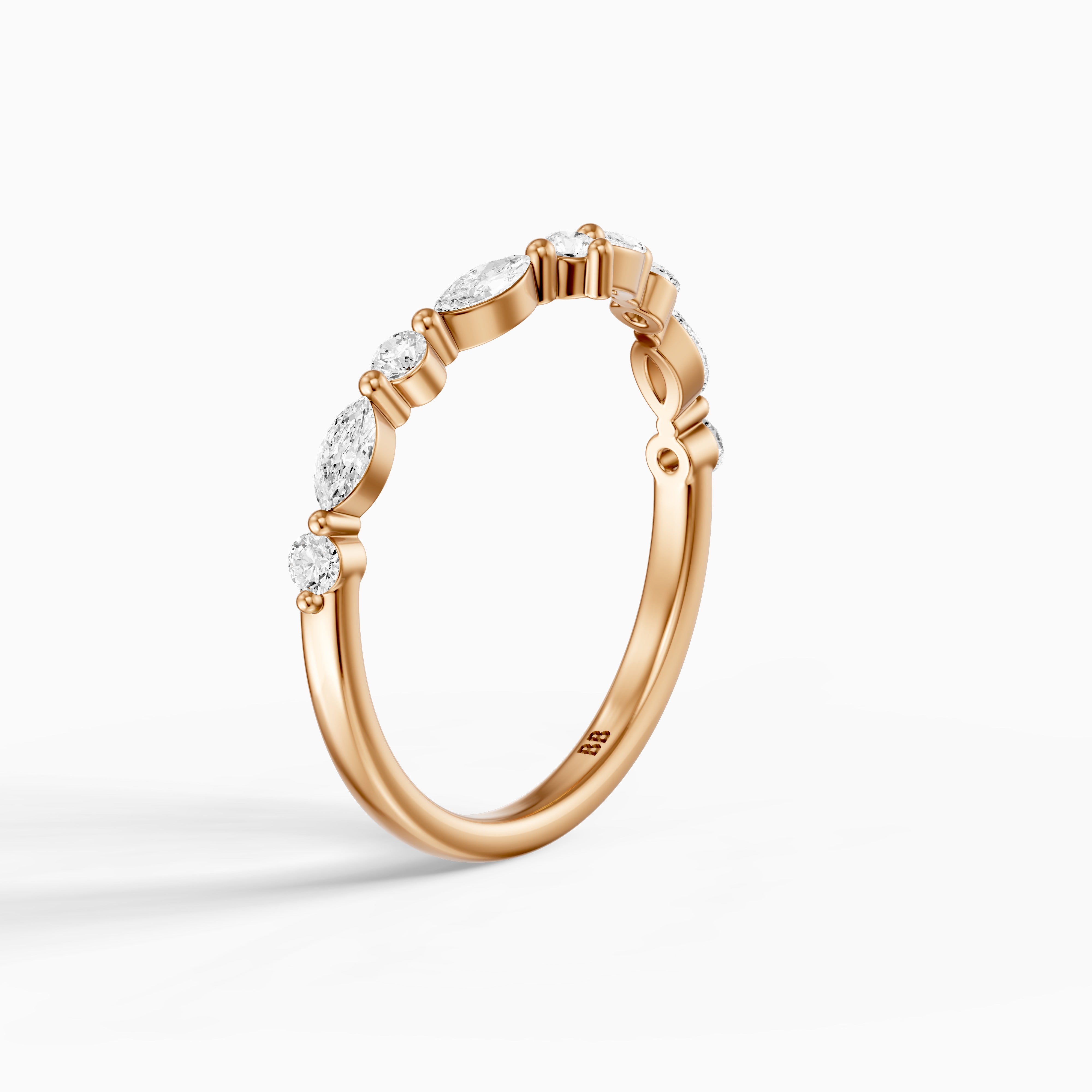 Sloane Chevron Marquise and Round Lab Diamond Wedding Band