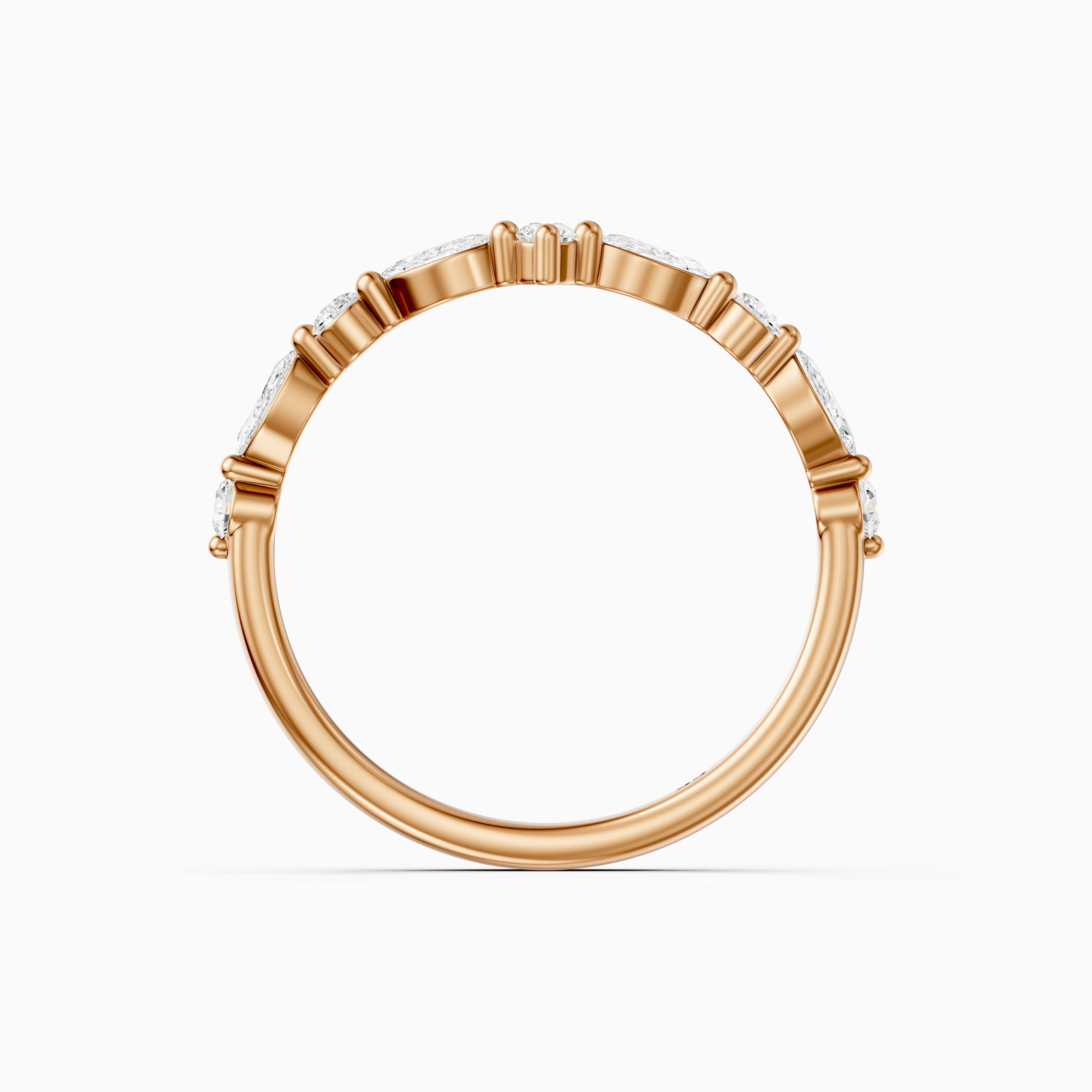 Sloane Chevron Marquise and Round Lab Diamond Wedding Band
