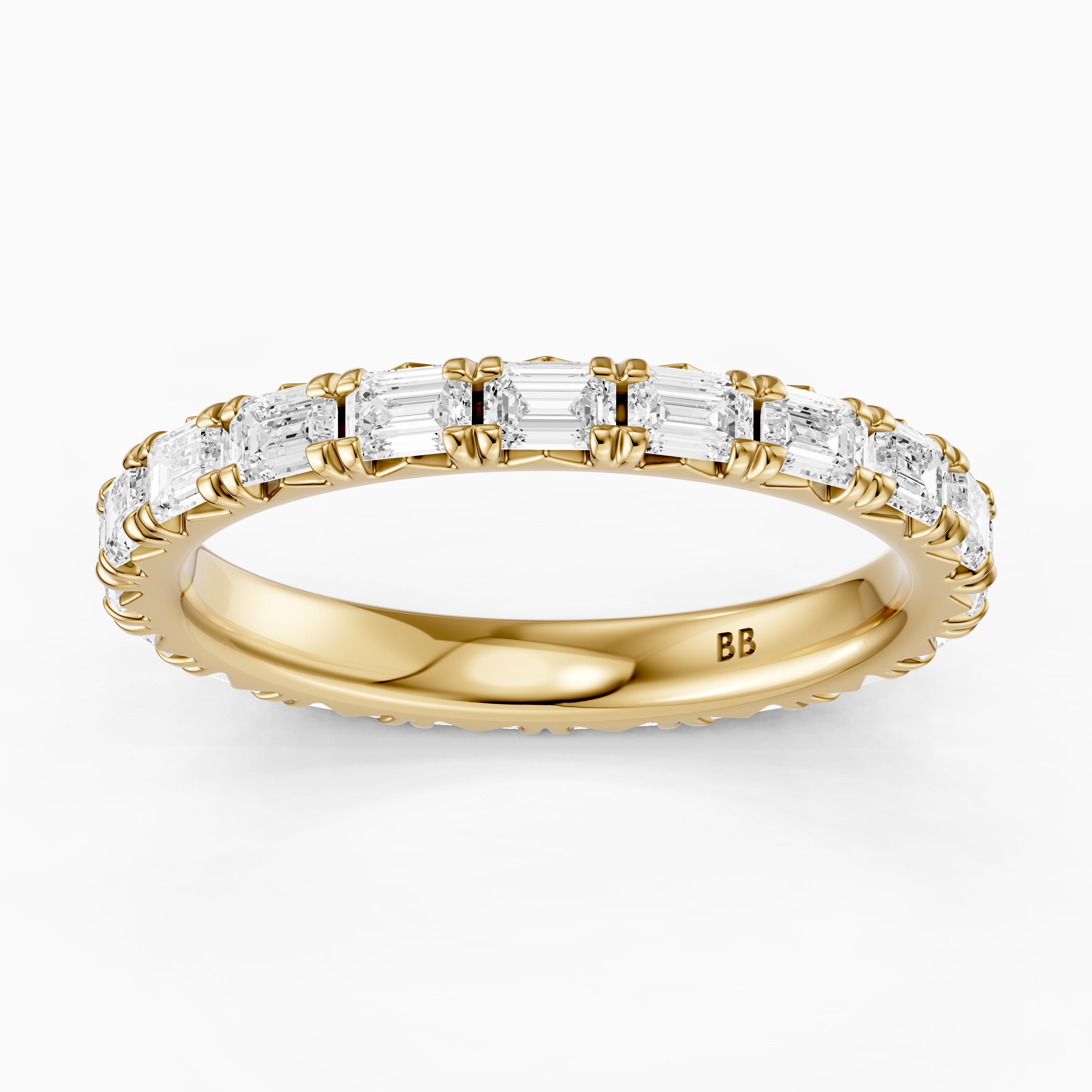 Harlow Emerald Cut Lab Grown Diamond Shared Prong Eternity Band