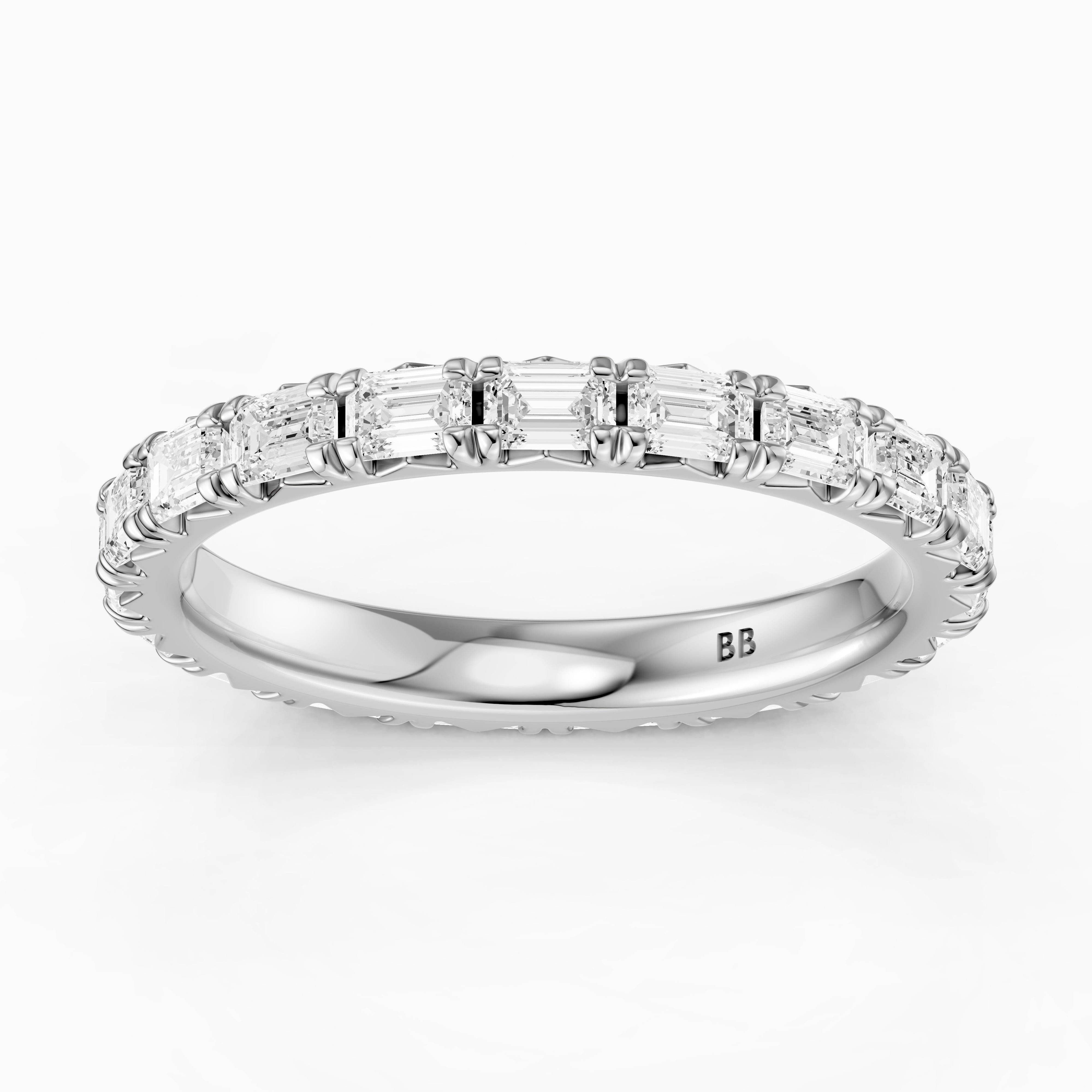 Harlow Emerald Cut Lab Grown Diamond Shared Prong Eternity Band