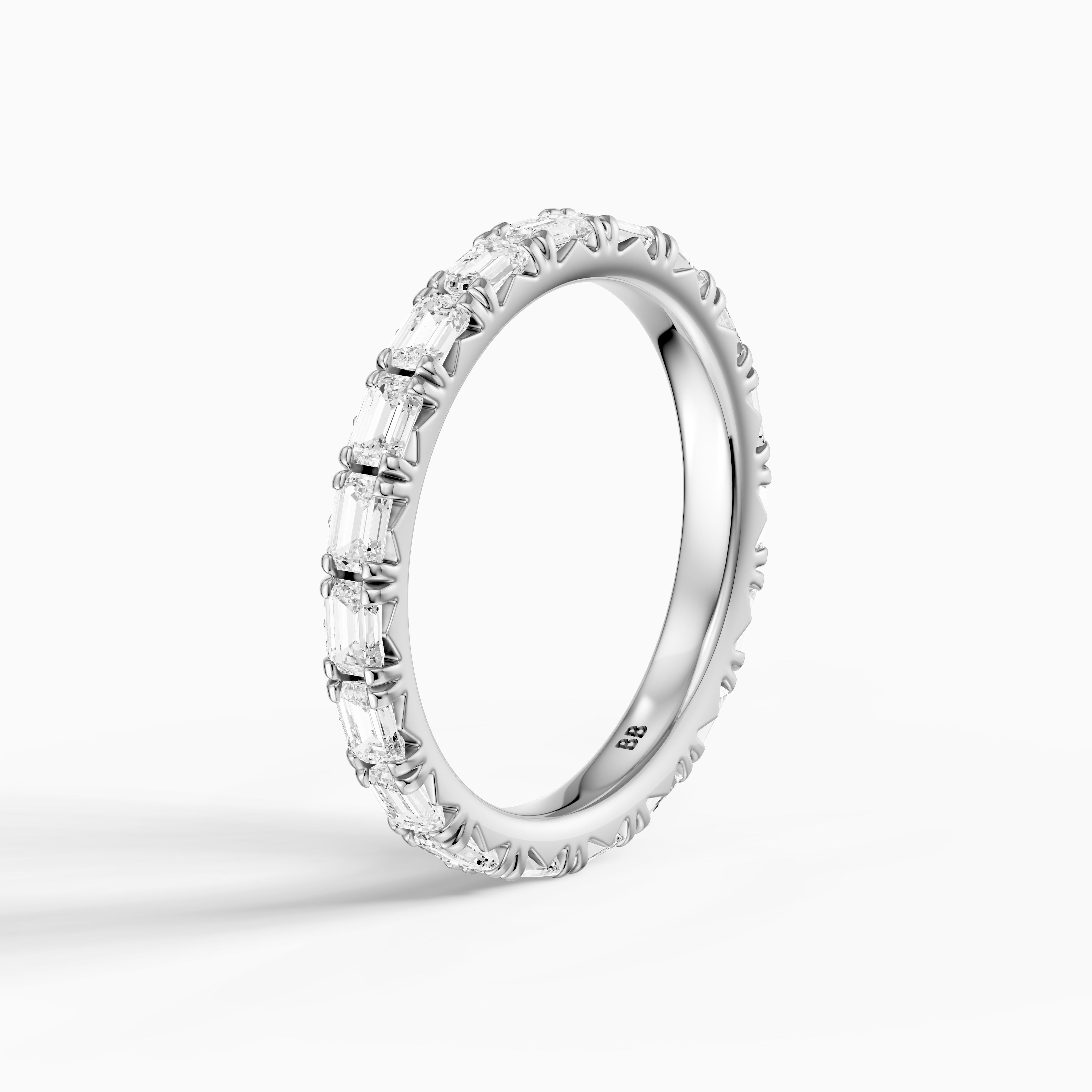 Harlow Emerald Cut Lab Grown Diamond Shared Prong Eternity Band