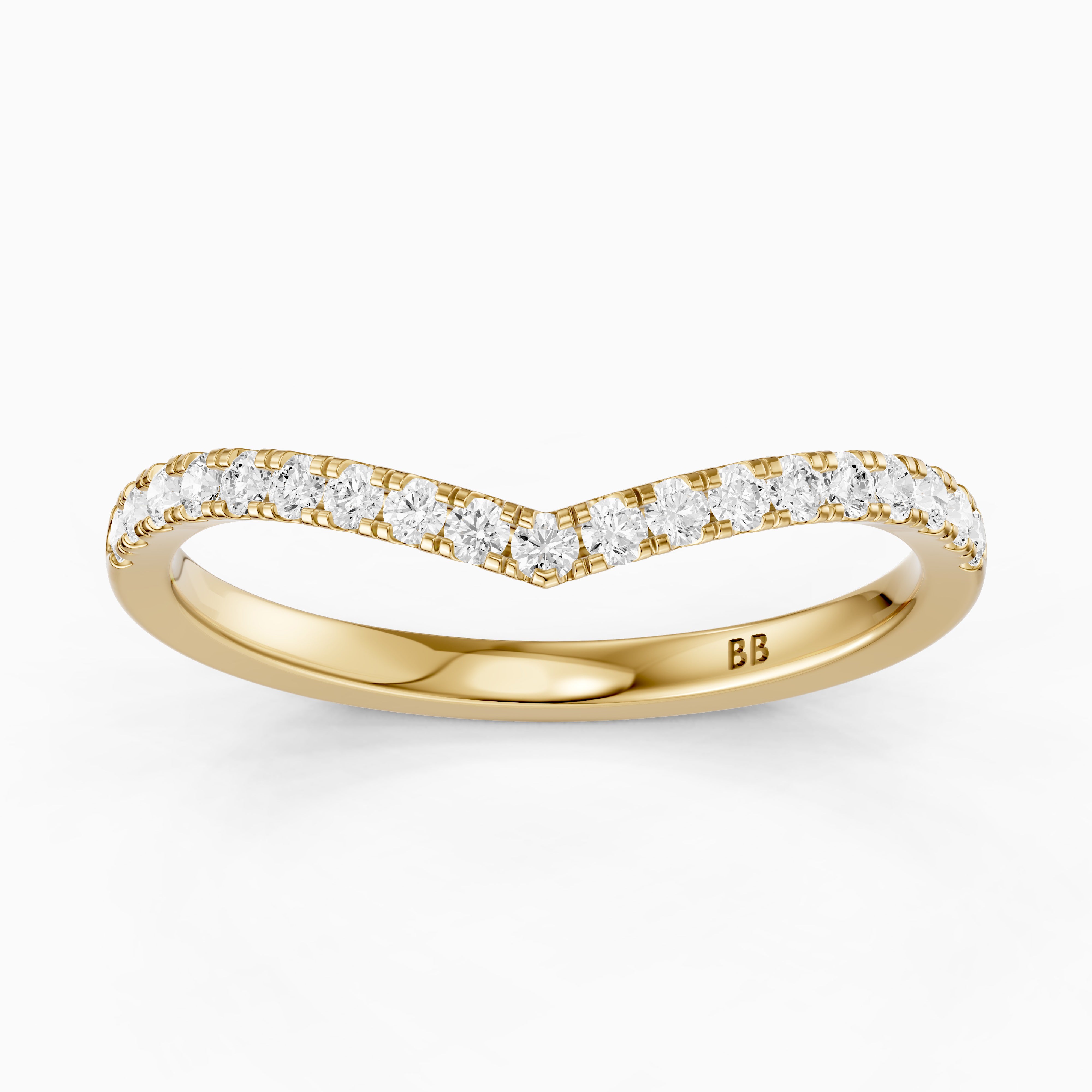 Monroe Chevron Curved Round Lab Diamond Pavé Wedding Band