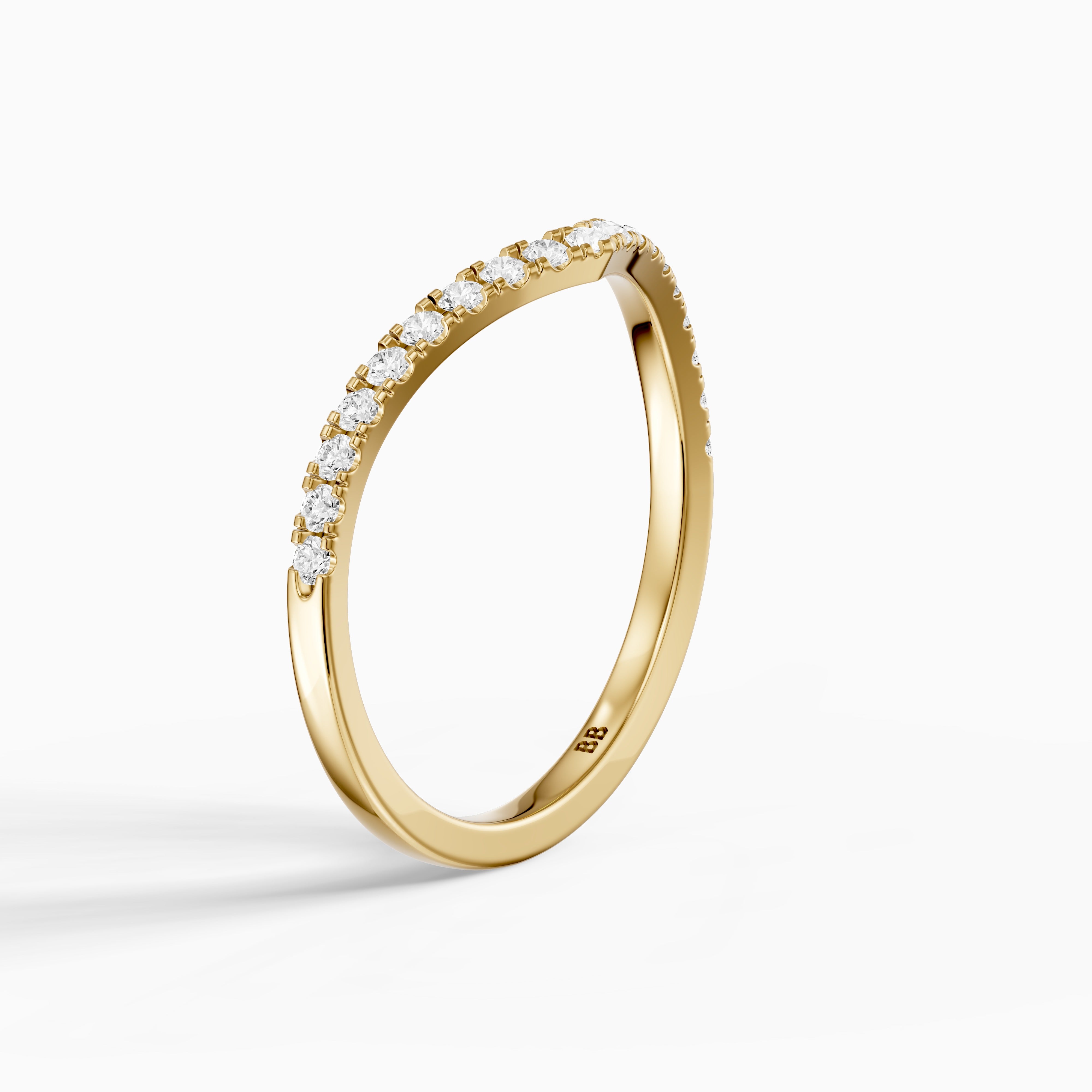 Monroe Chevron Curved Round Lab Diamond Pavé Wedding Band