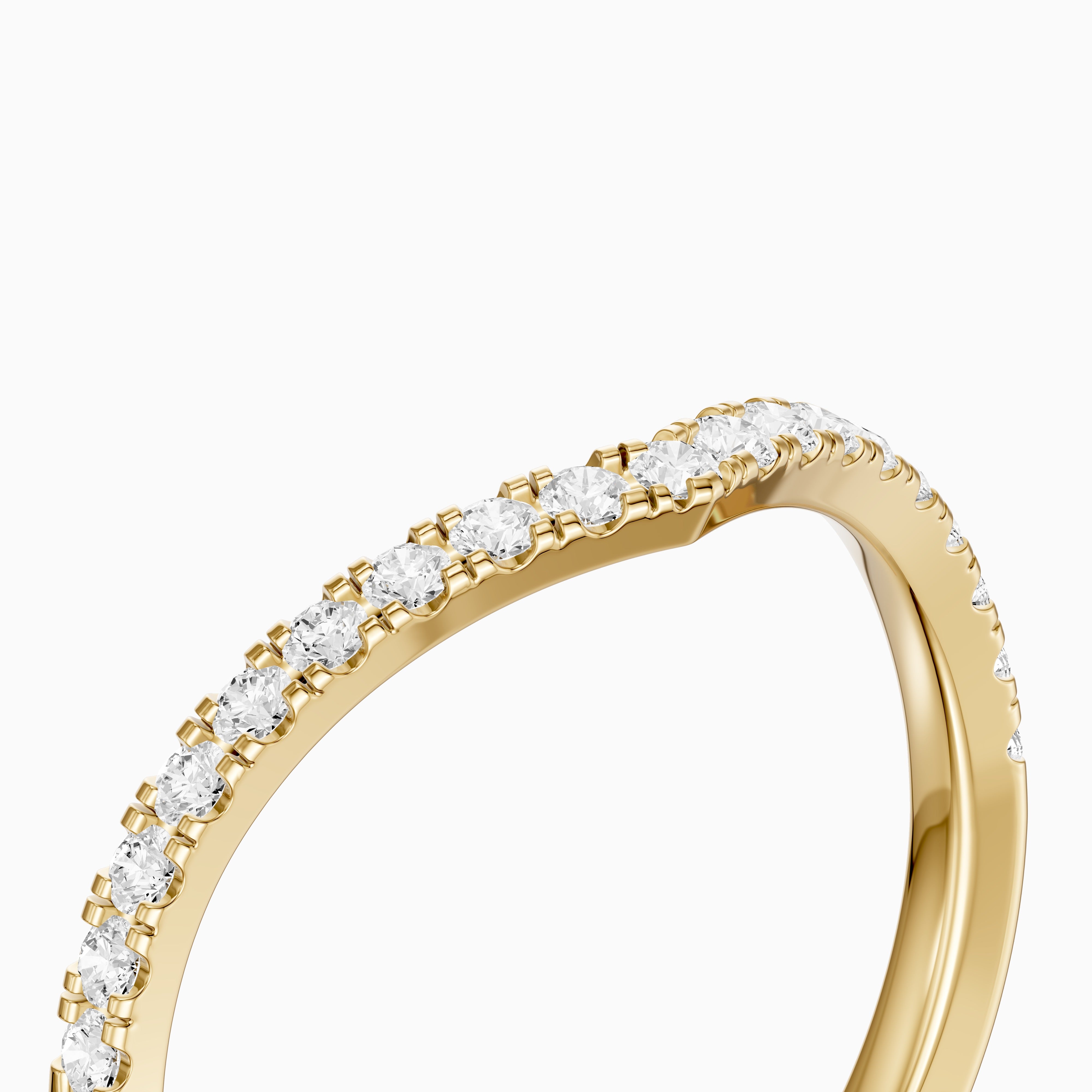 Monroe Chevron Curved Round Lab Diamond Pavé Wedding Band