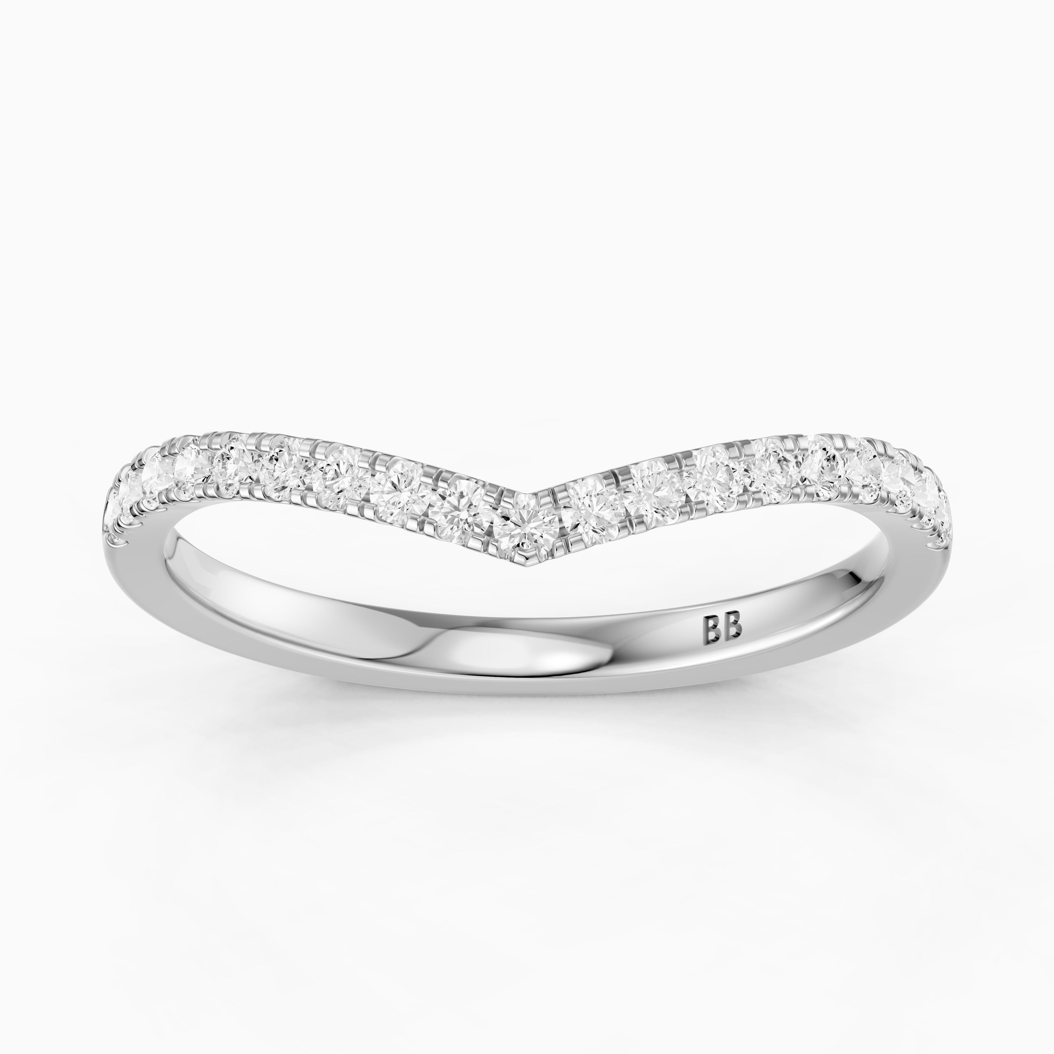 Monroe Chevron Curved Round Lab Diamond Pavé Wedding Band
