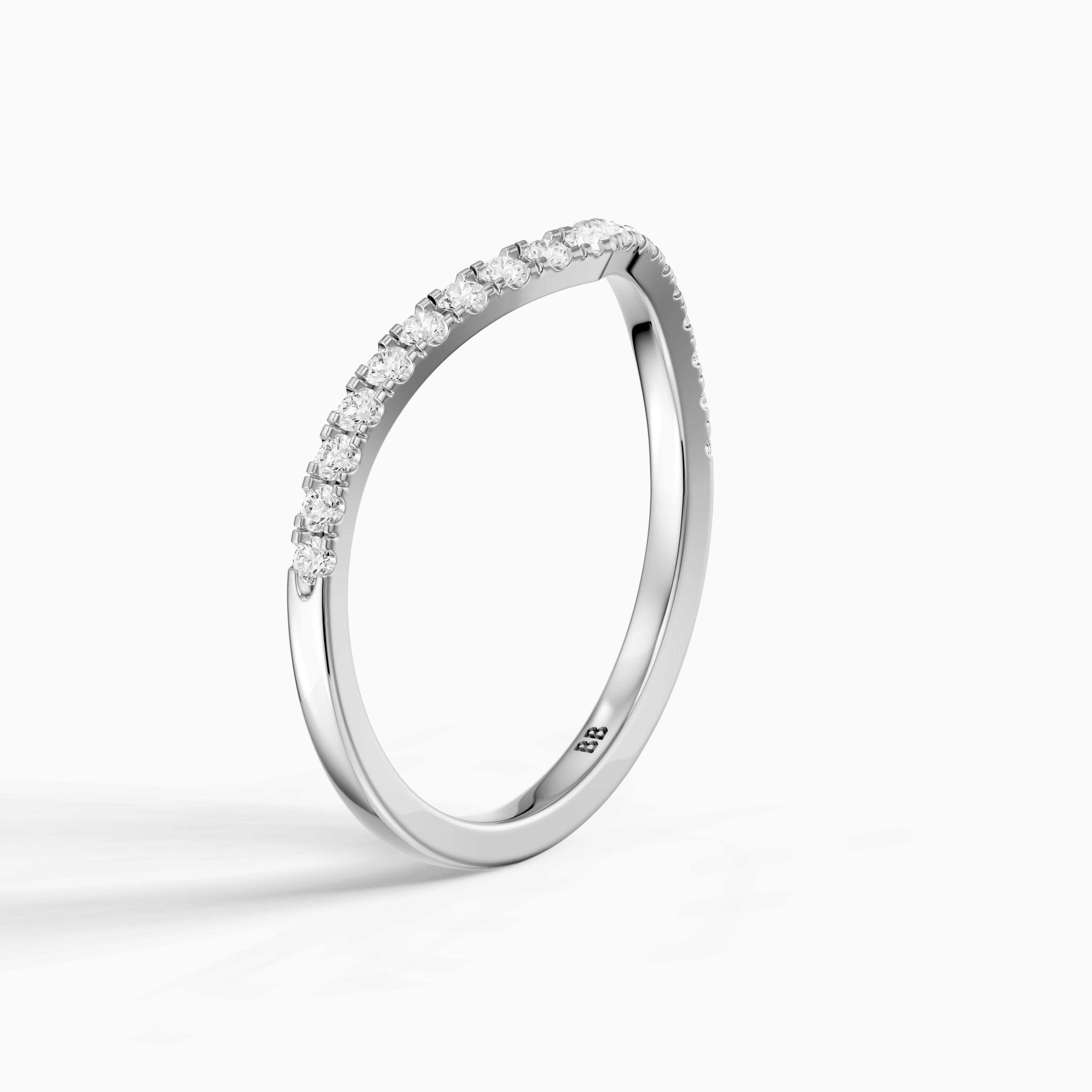 Monroe Chevron Curved Round Lab Diamond Pavé Wedding Band