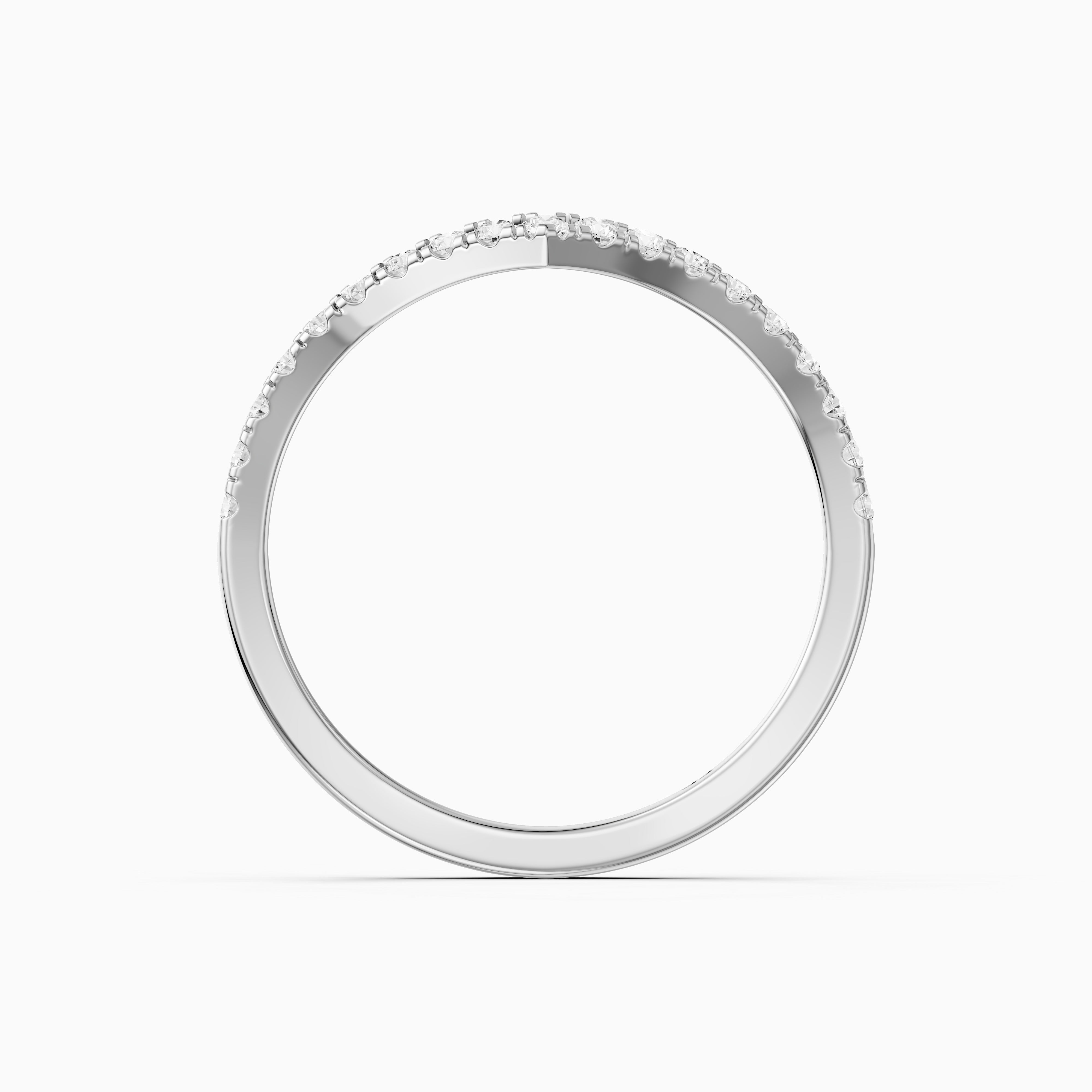 Monroe Chevron Curved Round Lab Diamond Pavé Wedding Band