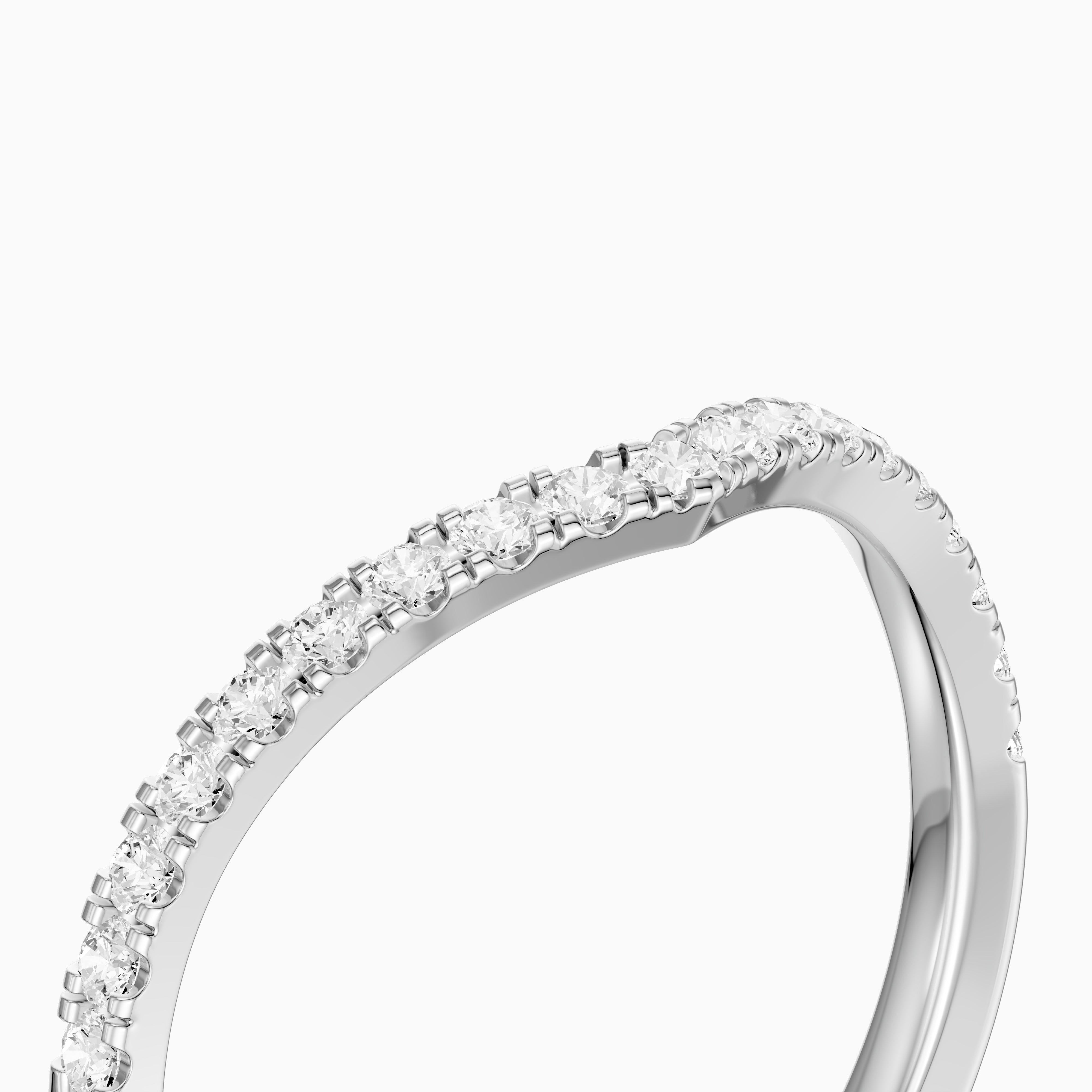 Monroe Chevron Curved Round Lab Diamond Pavé Wedding Band