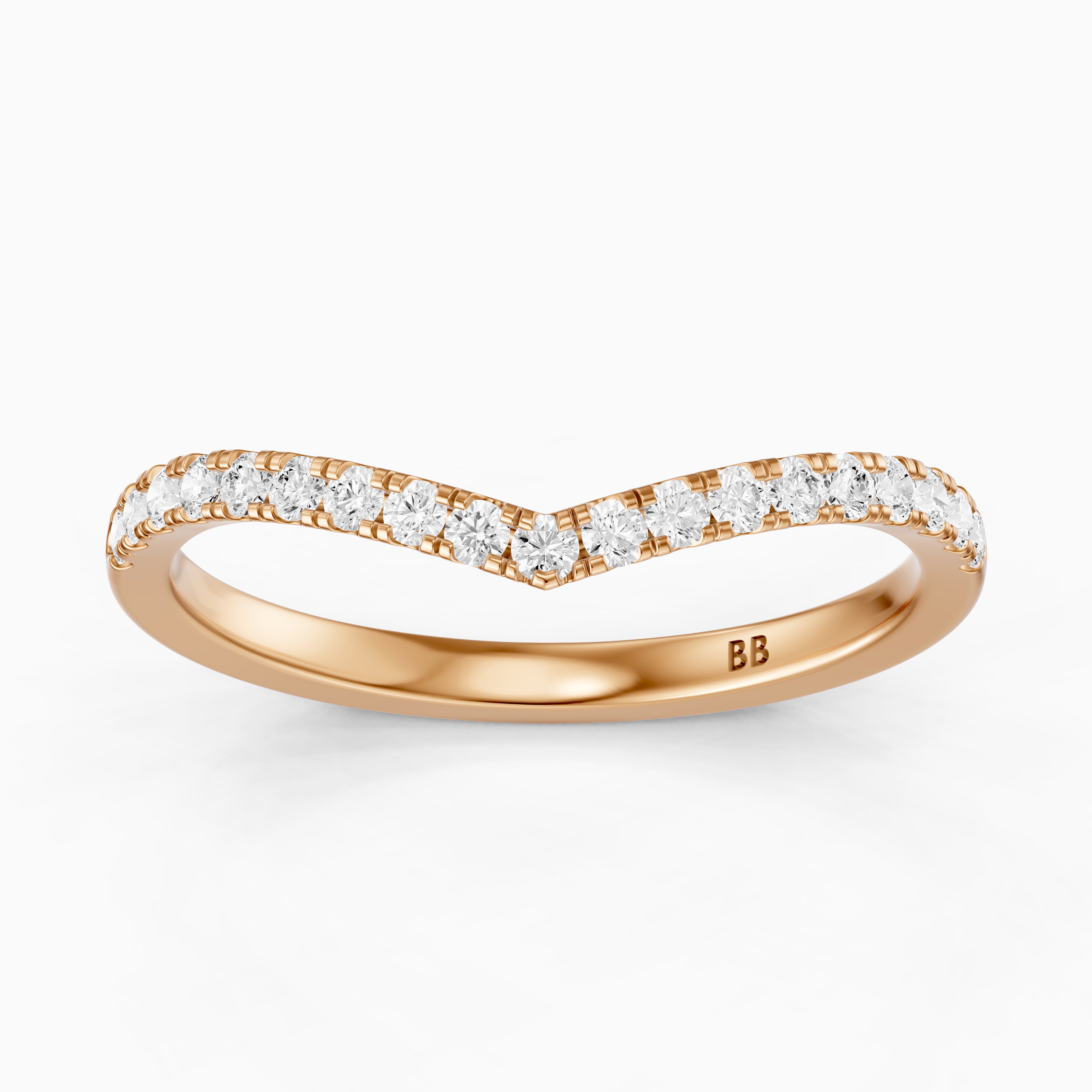 Monroe Chevron Curved Round Lab Diamond Pavé Wedding Band