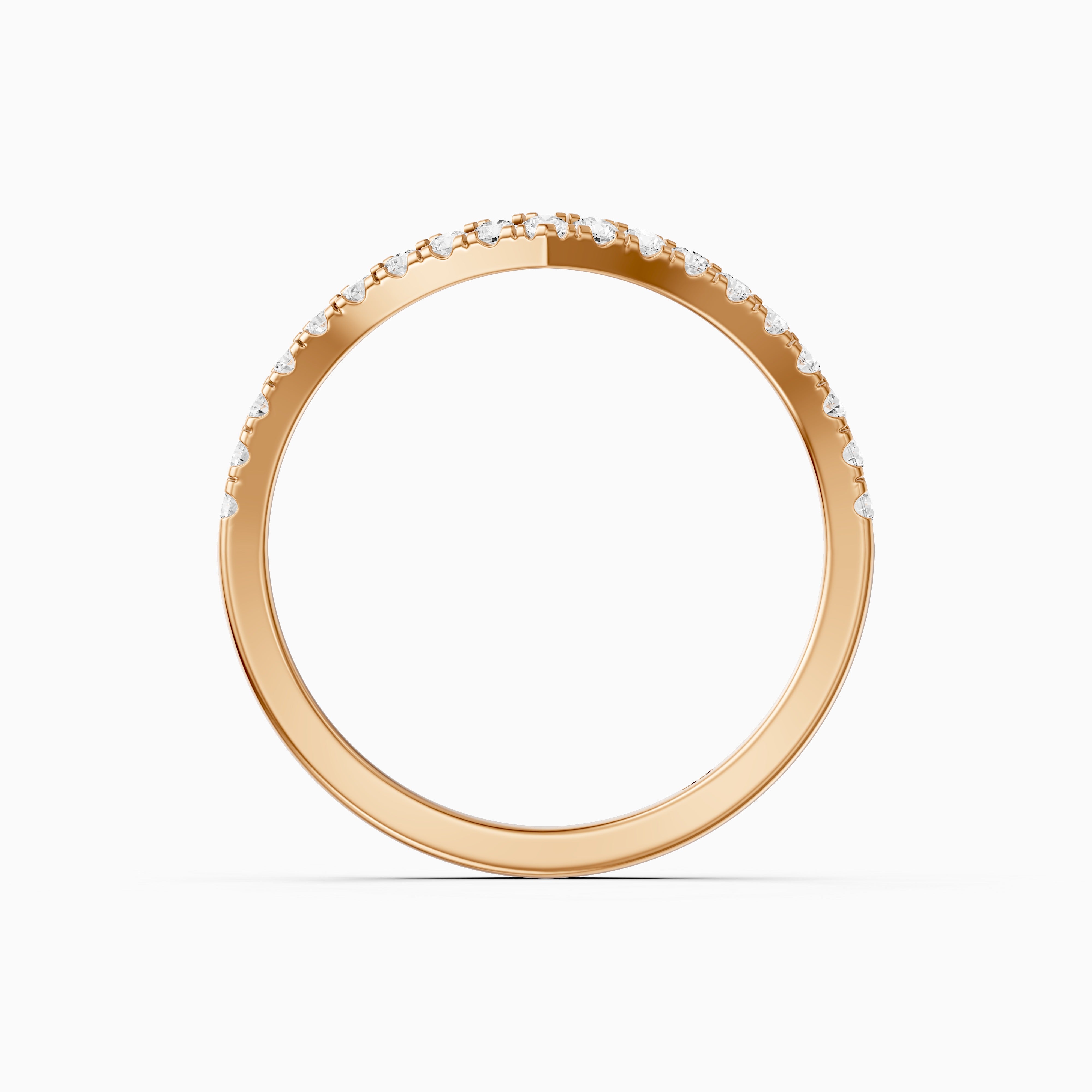 Monroe Chevron Curved Round Lab Diamond Pavé Wedding Band