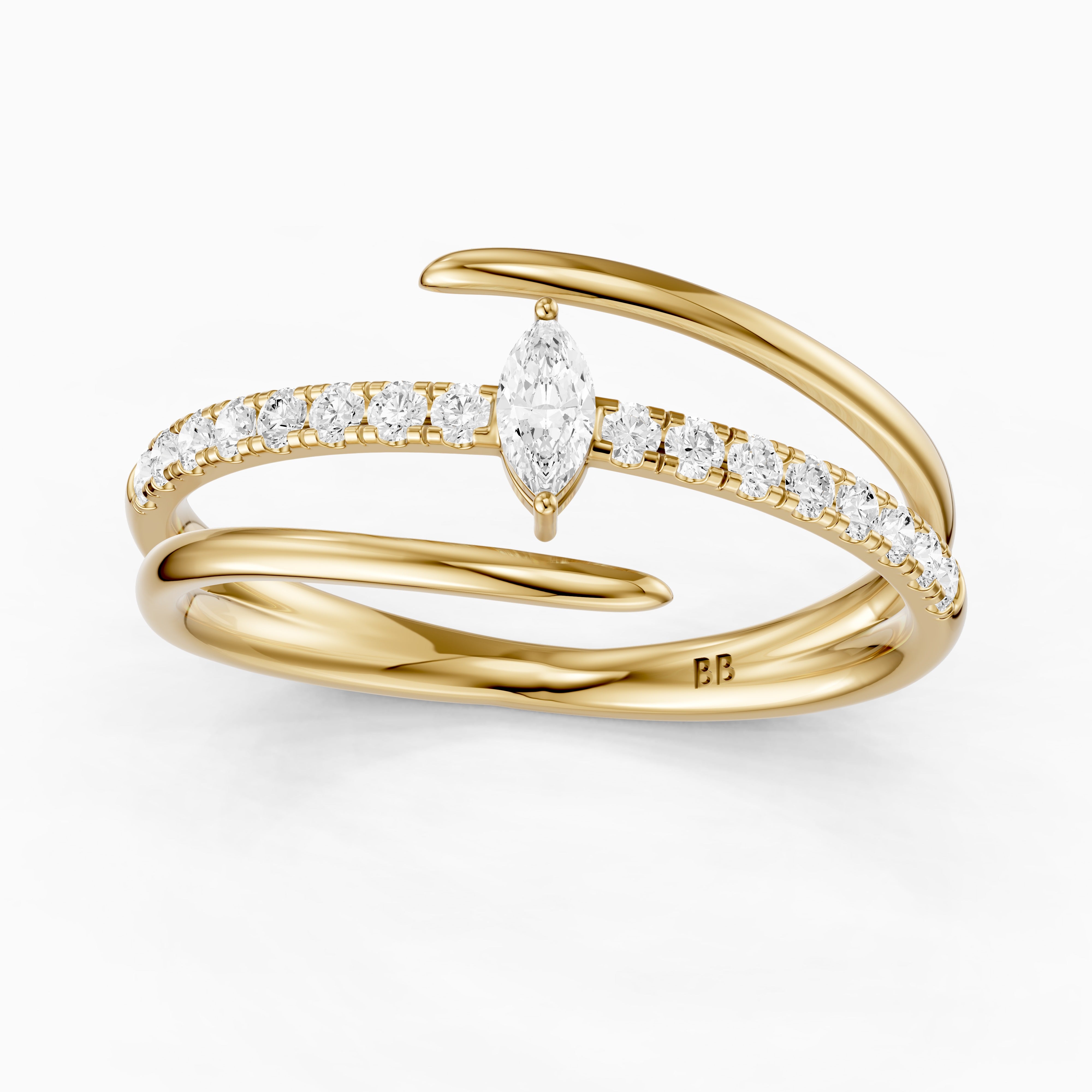 Quinn Marquise Center Wrap Pave Lab Grown Diamond Wedding Band