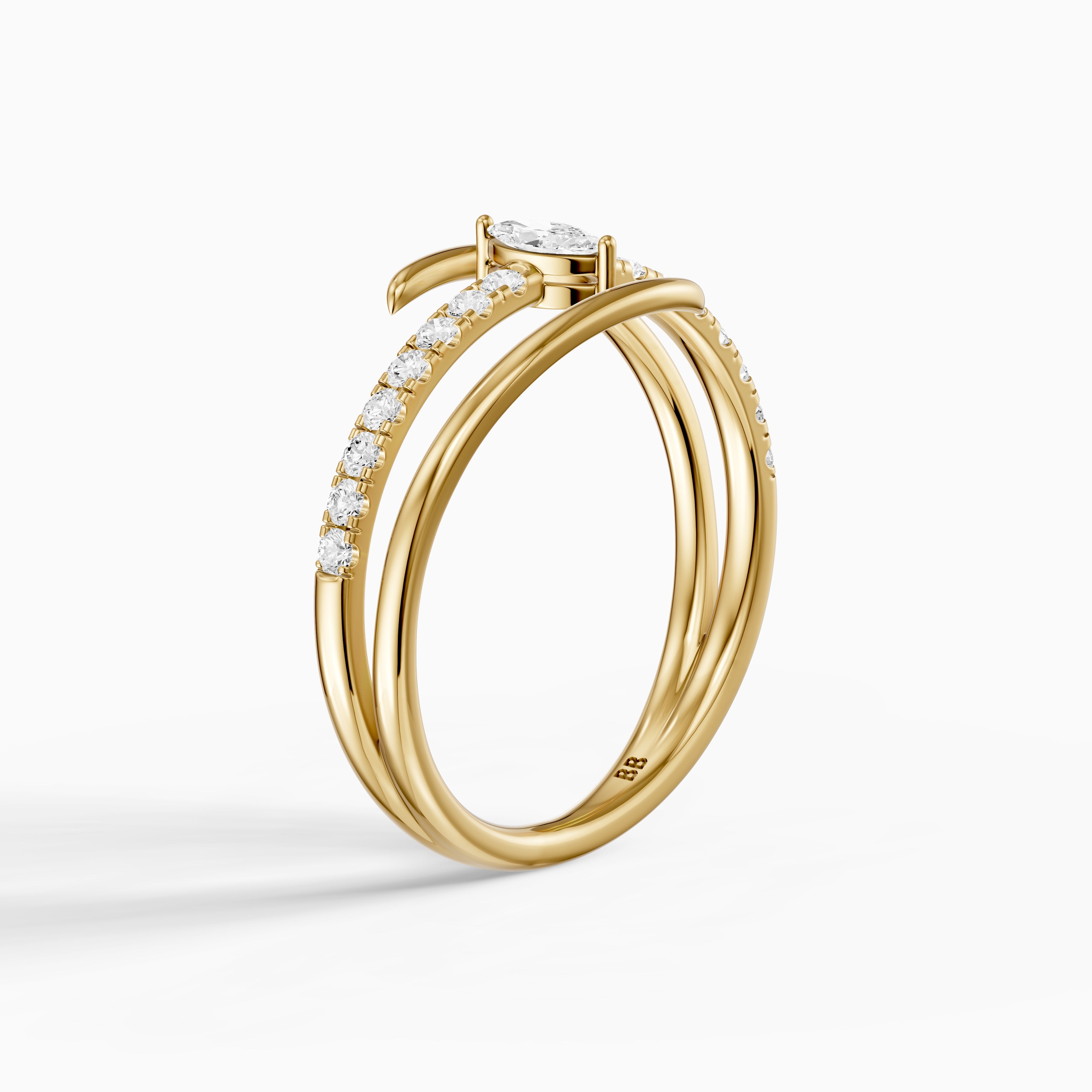 Quinn Marquise Center Wrap Pave Lab Grown Diamond Wedding Band