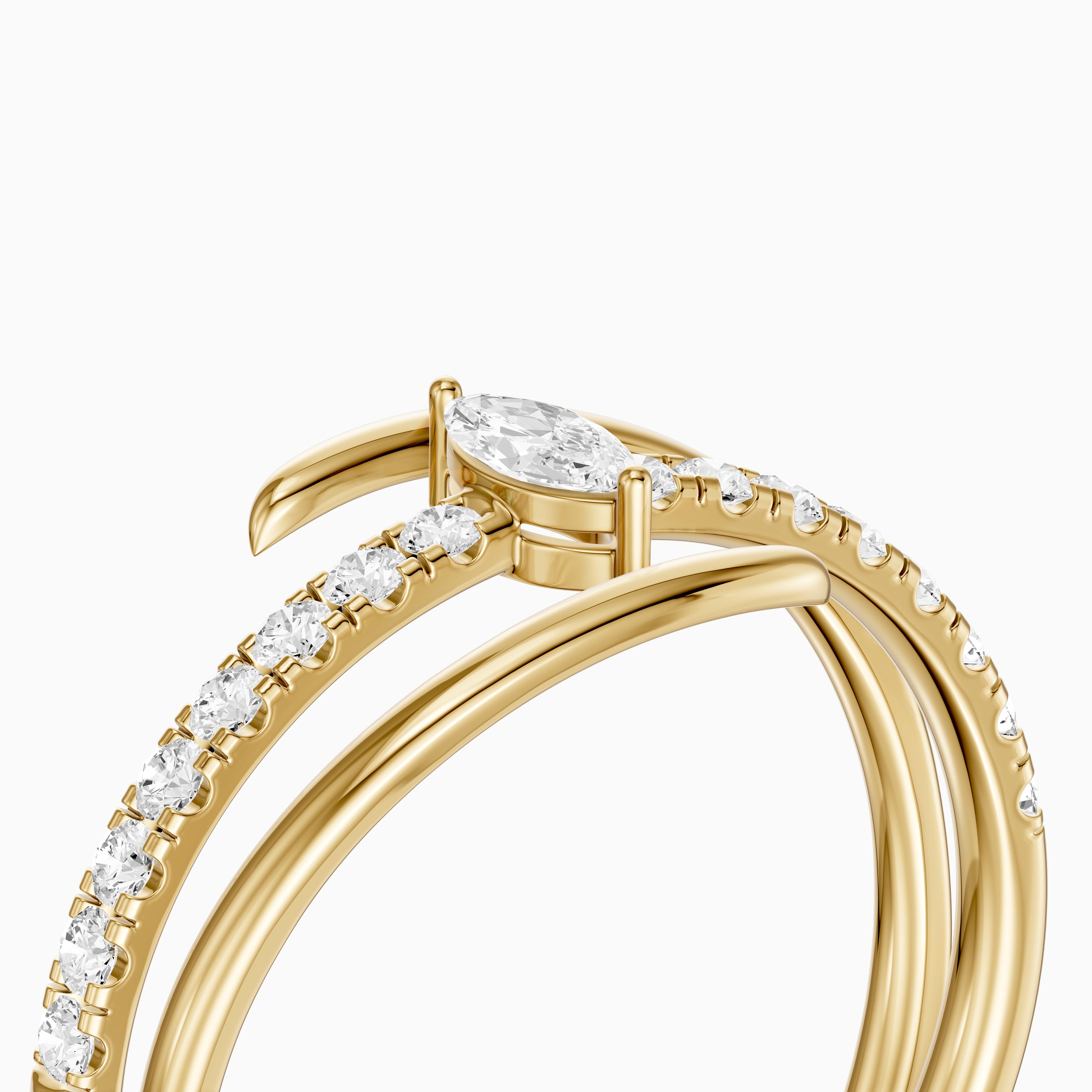 Quinn Marquise Center Wrap Pave Lab Grown Diamond Wedding Band