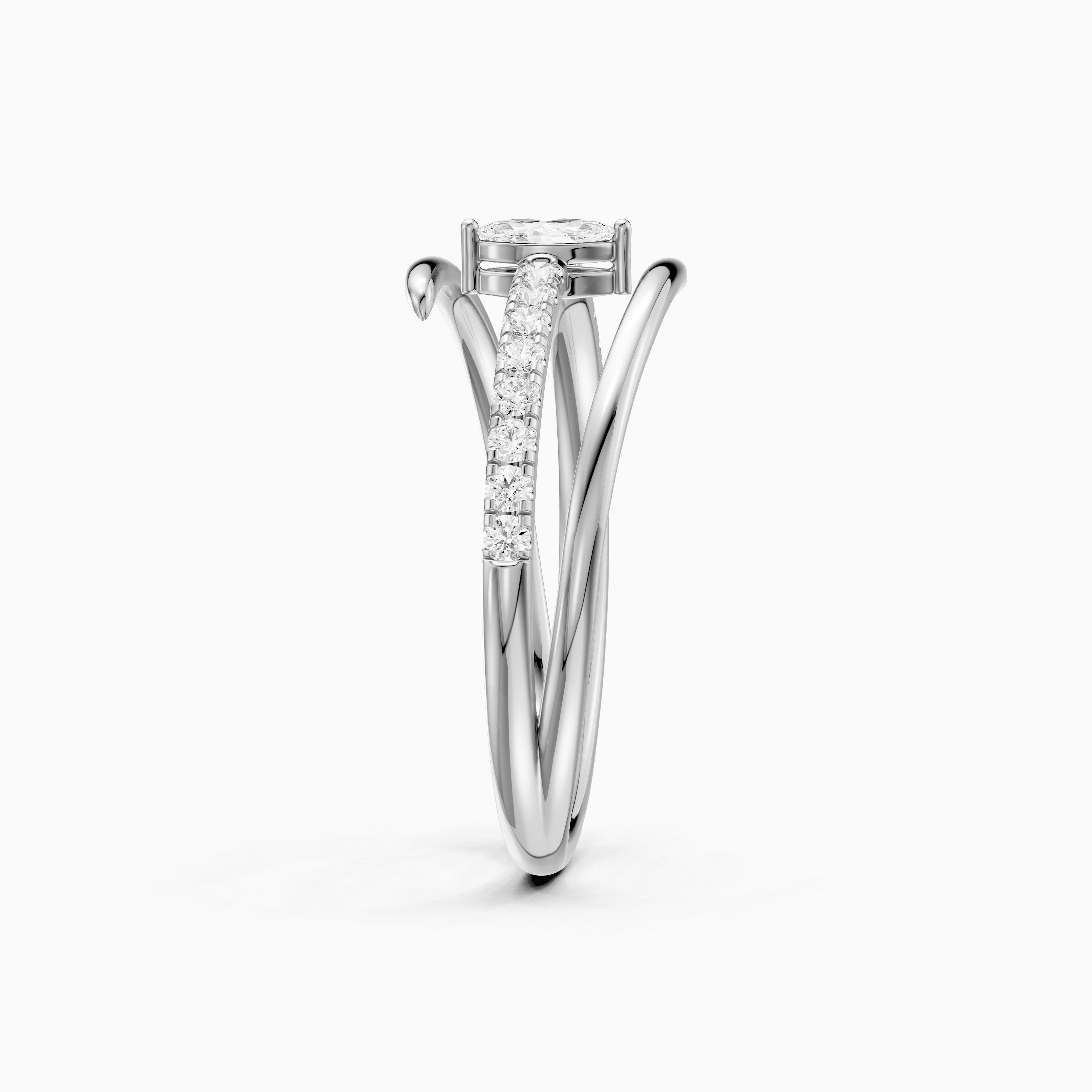 Quinn Marquise Center Wrap Pave Lab Grown Diamond Wedding Band