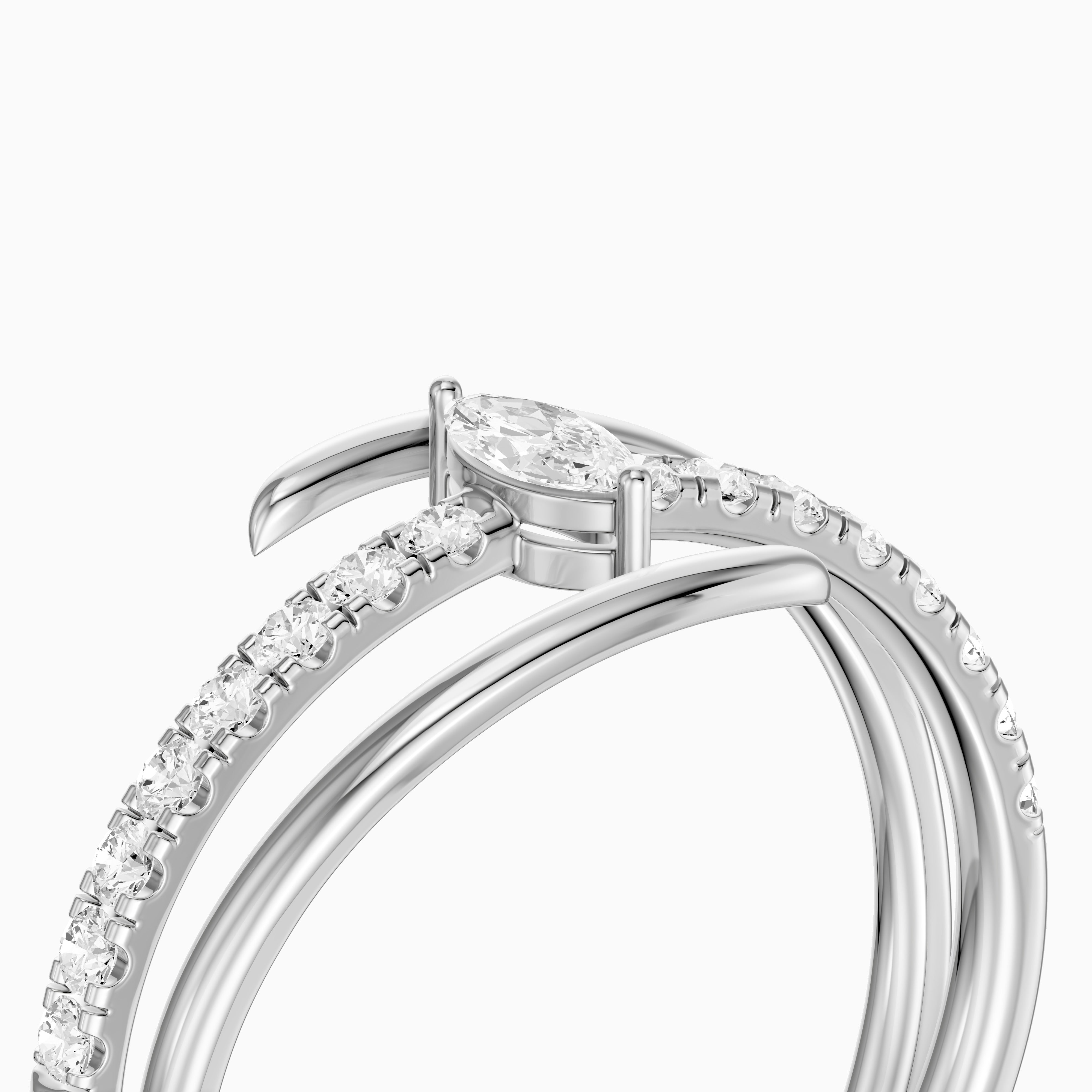 Quinn Marquise Center Wrap Pave Lab Grown Diamond Wedding Band