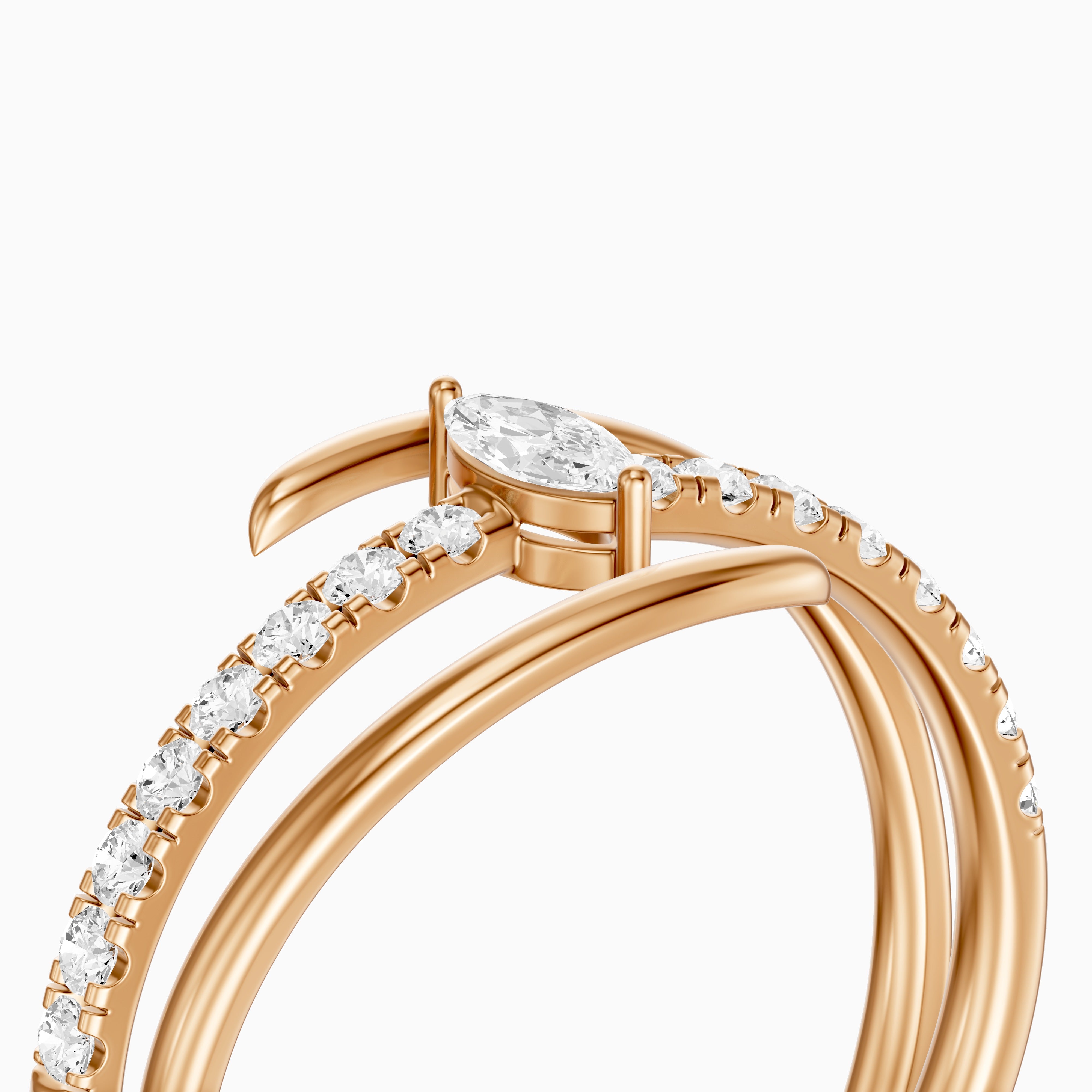 Quinn Marquise Center Wrap Pave Lab Grown Diamond Wedding Band