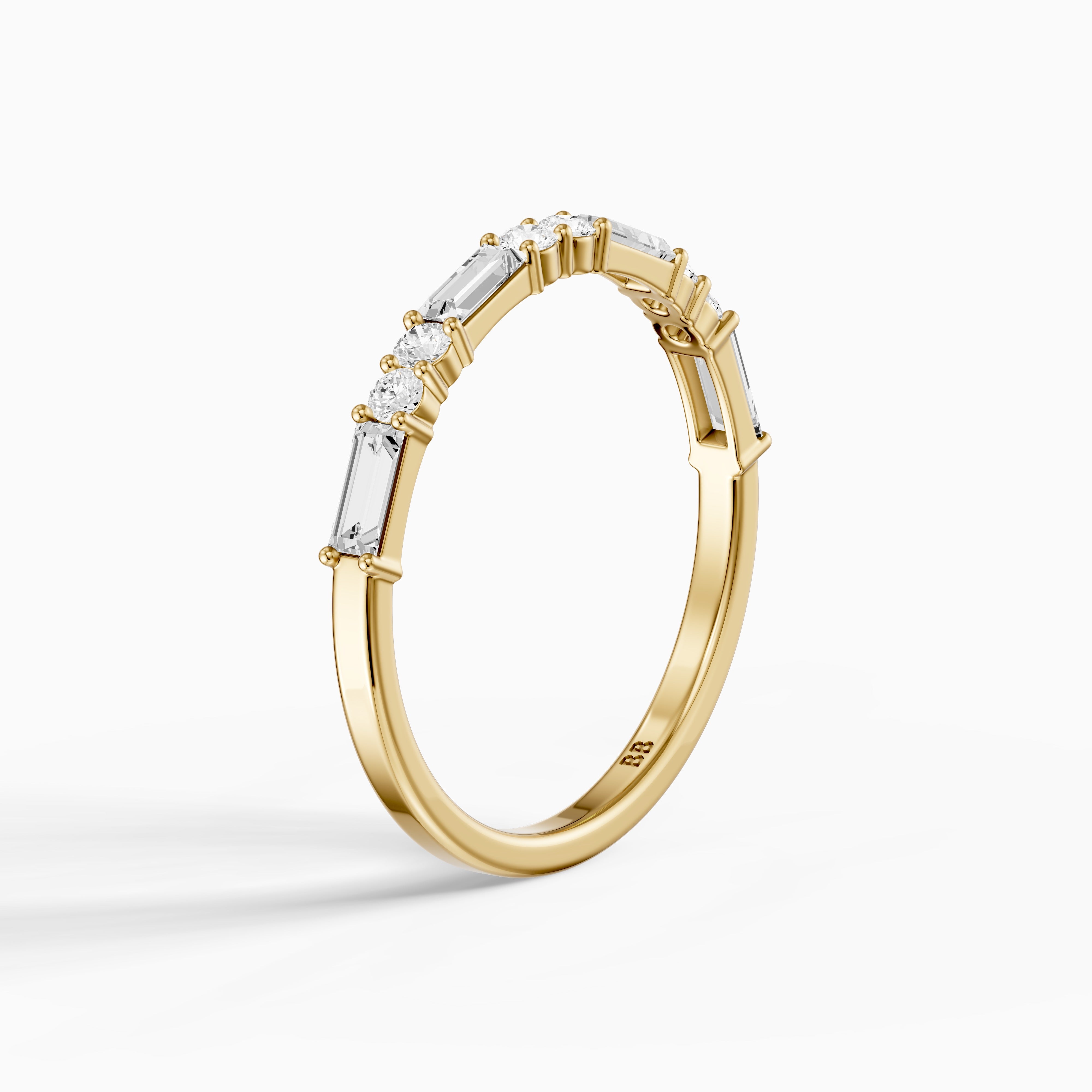 Sage Baguette and Round Lab Grown Diamond Half Eternity Band