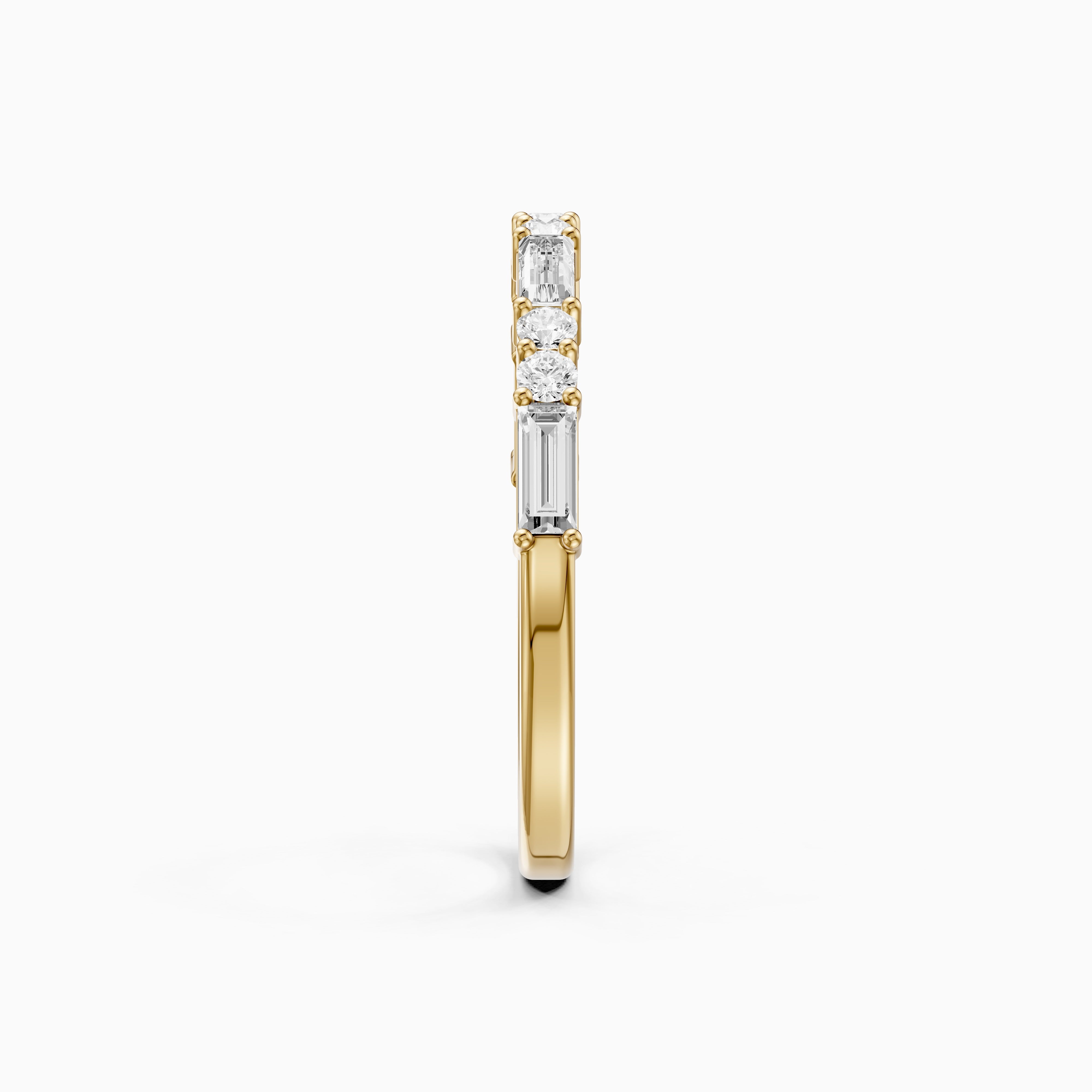 Sage Baguette and Round Lab Grown Diamond Half Eternity Band