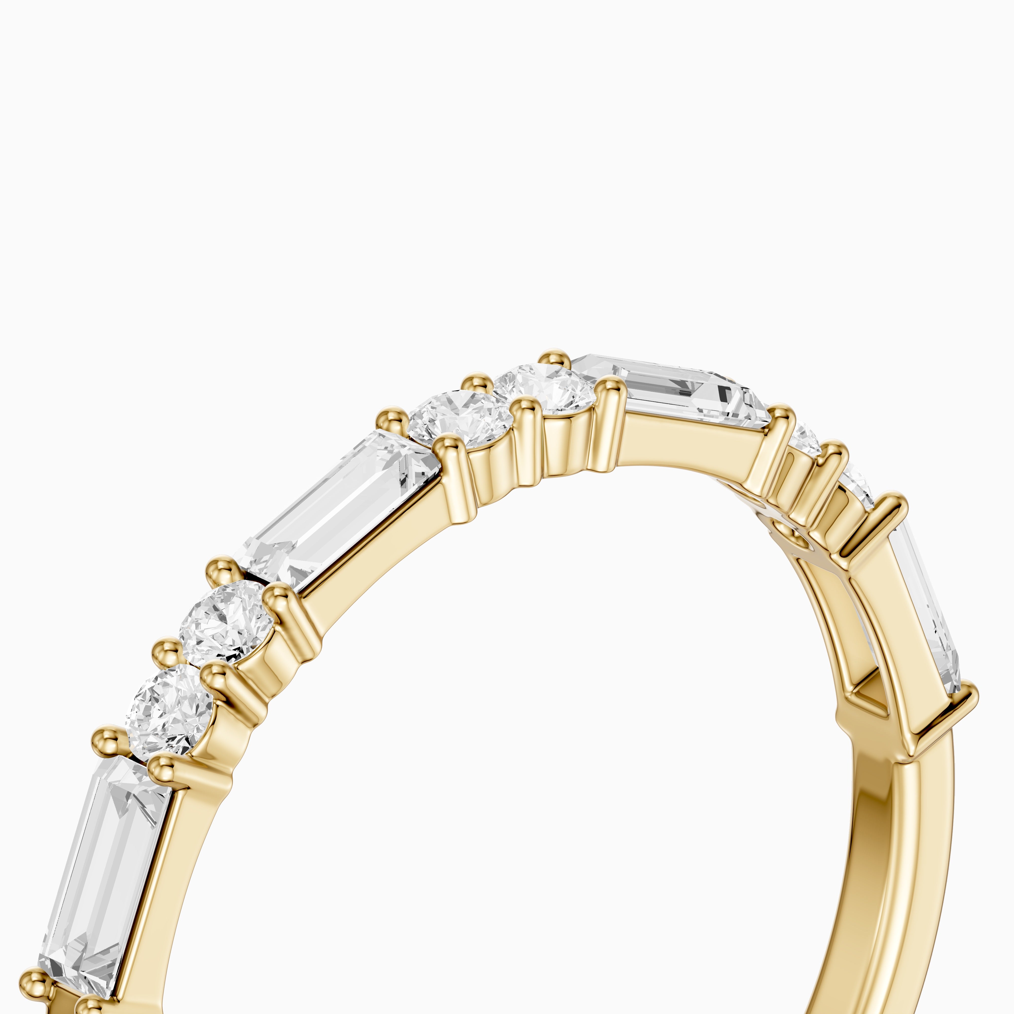 Sage Baguette and Round Lab Grown Diamond Half Eternity Band