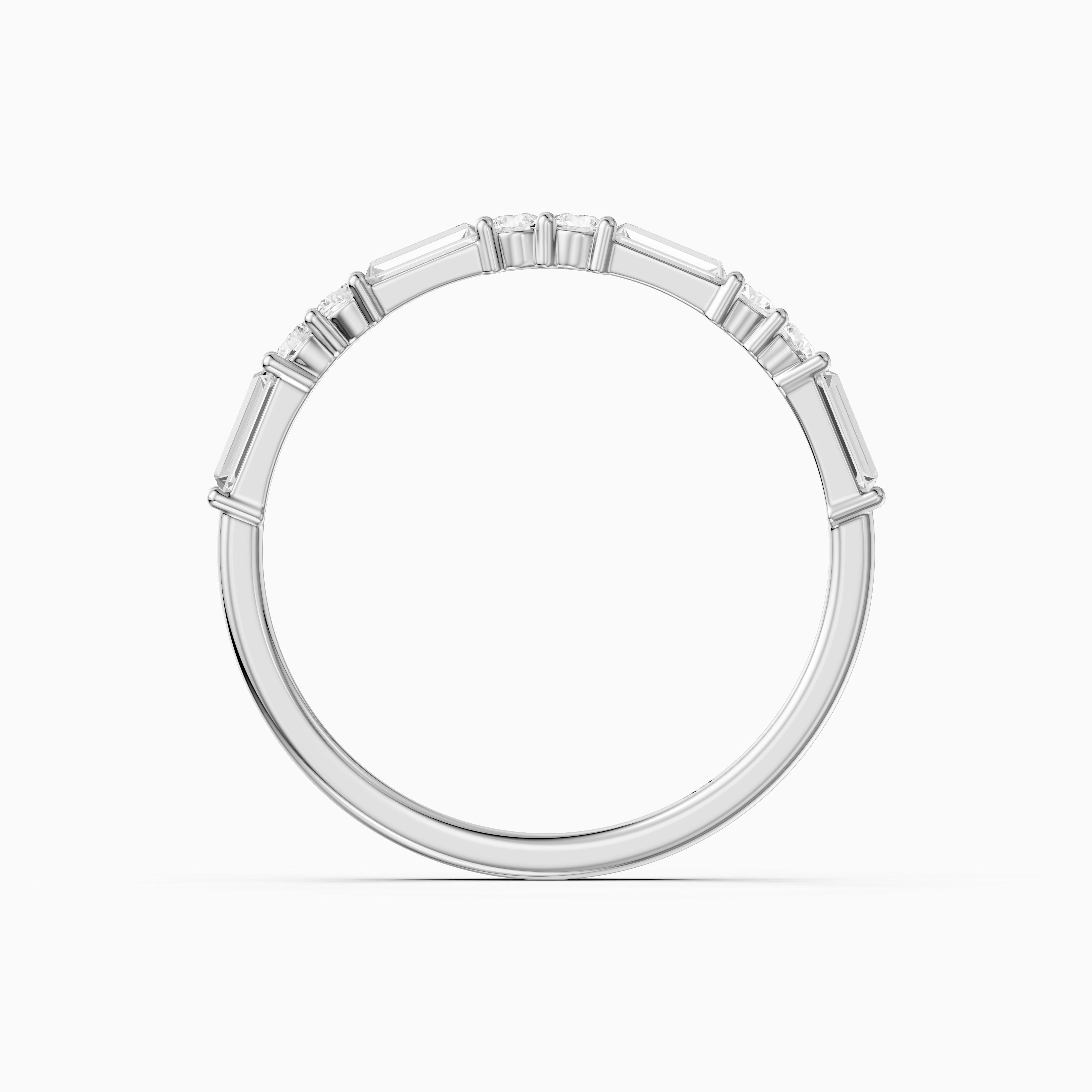 Sage Baguette and Round Lab Grown Diamond Half Eternity Band