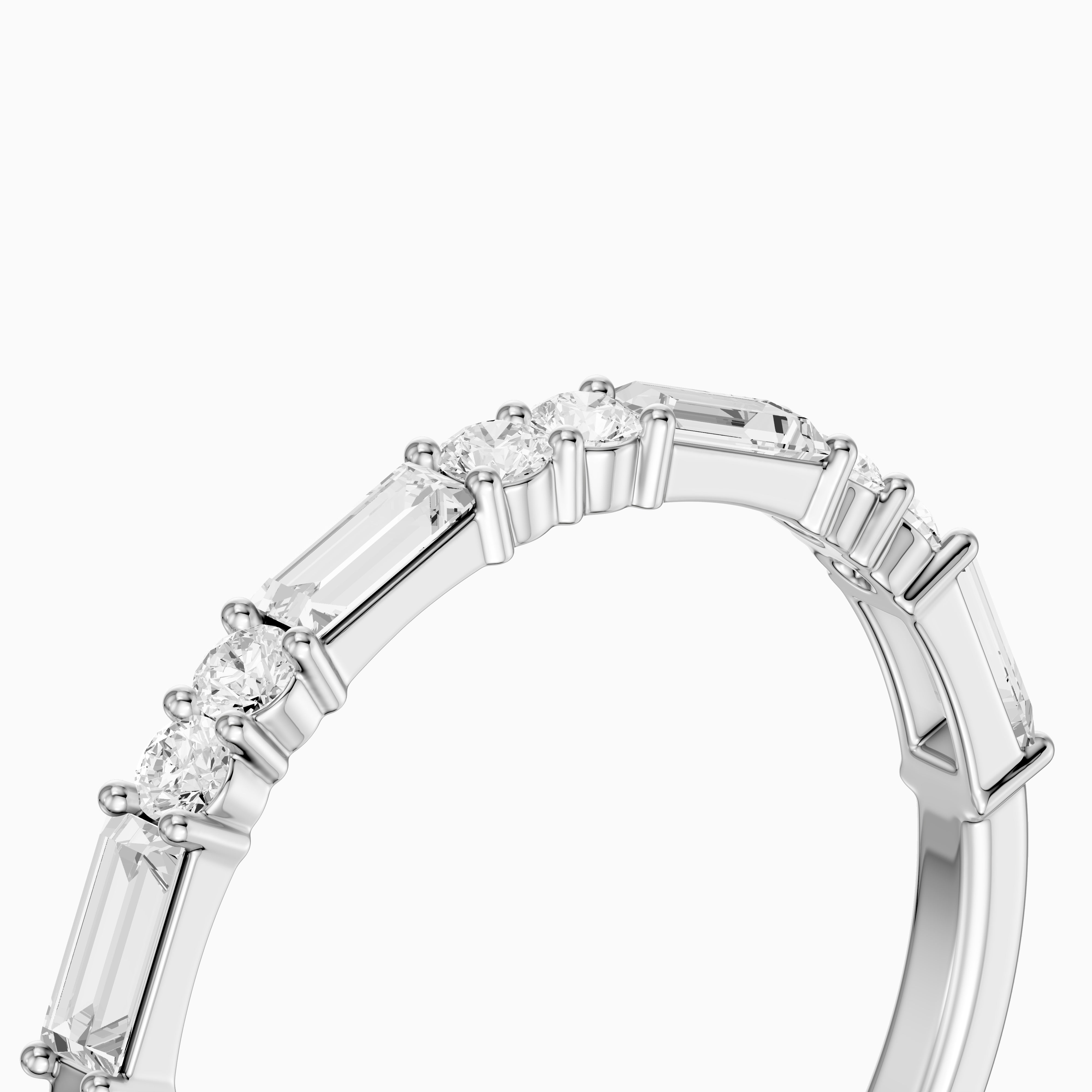 Sage Baguette and Round Lab Grown Diamond Half Eternity Band