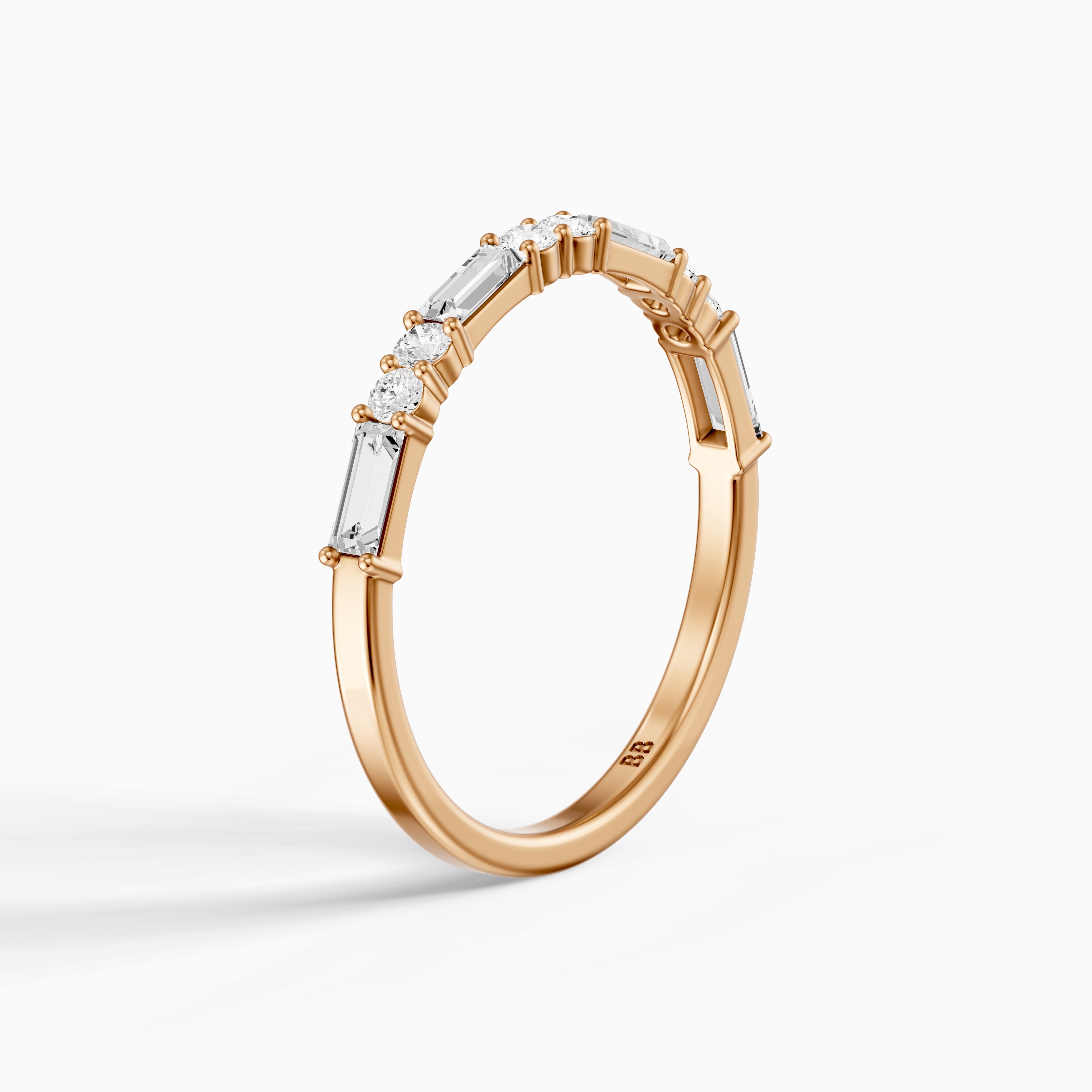Sage Baguette and Round Lab Grown Diamond Half Eternity Band