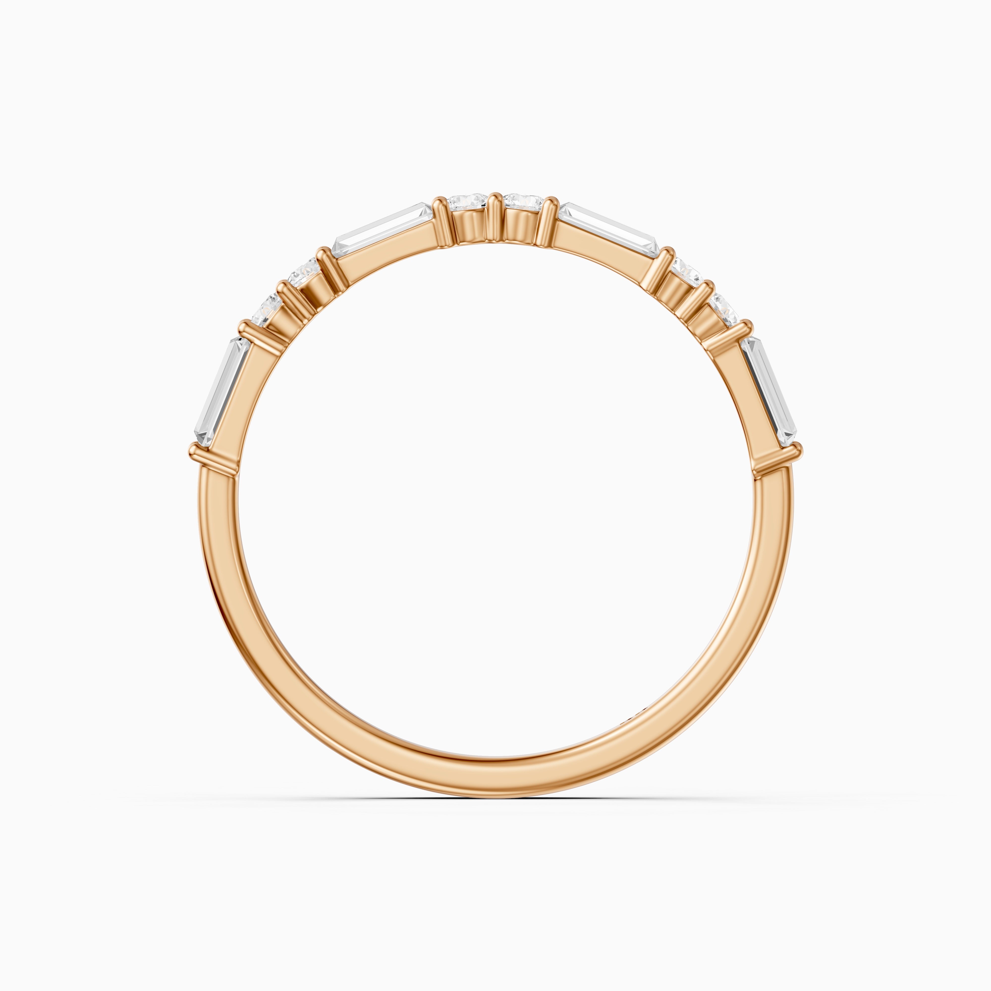 Sage Baguette and Round Lab Grown Diamond Half Eternity Band