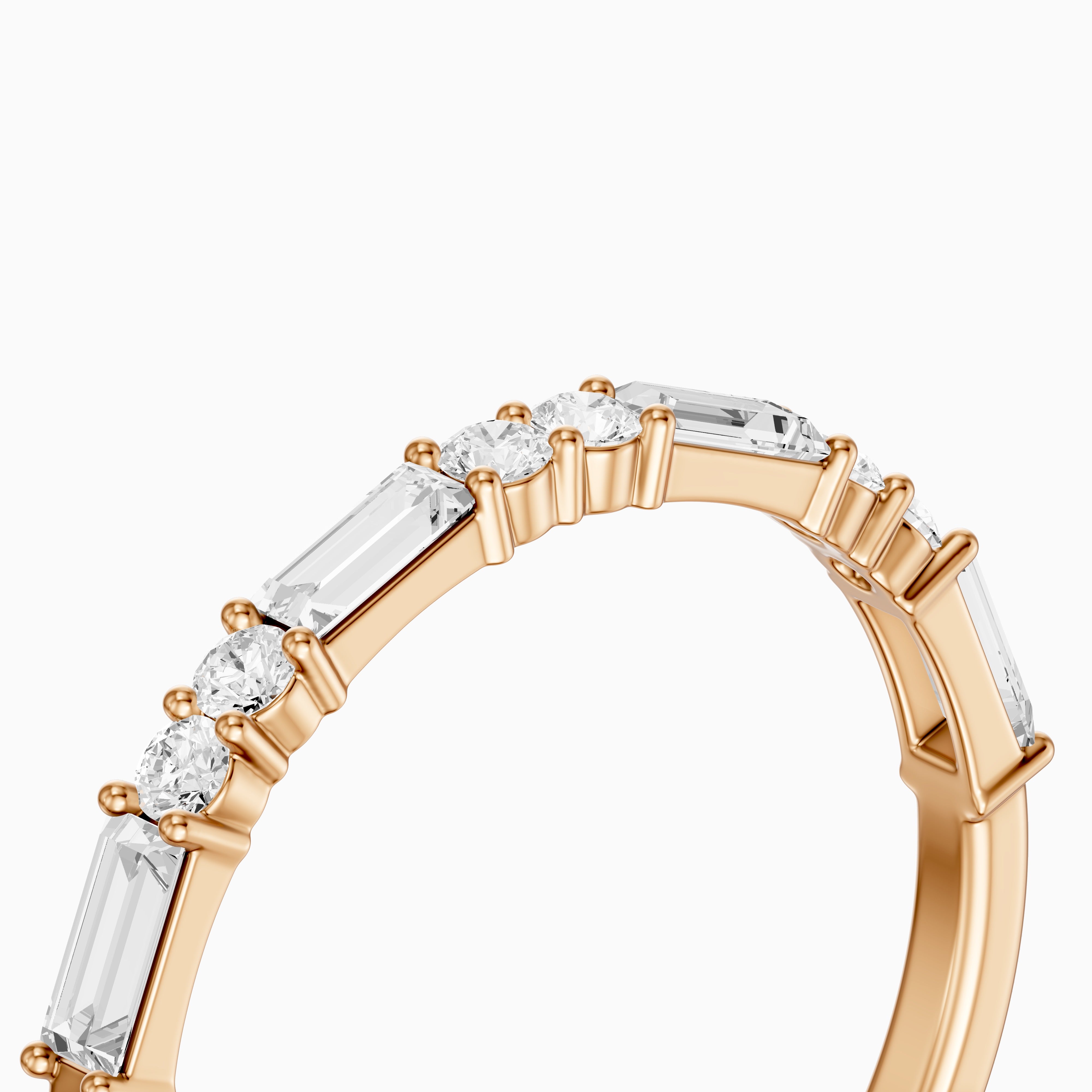 Sage Baguette and Round Lab Grown Diamond Half Eternity Band