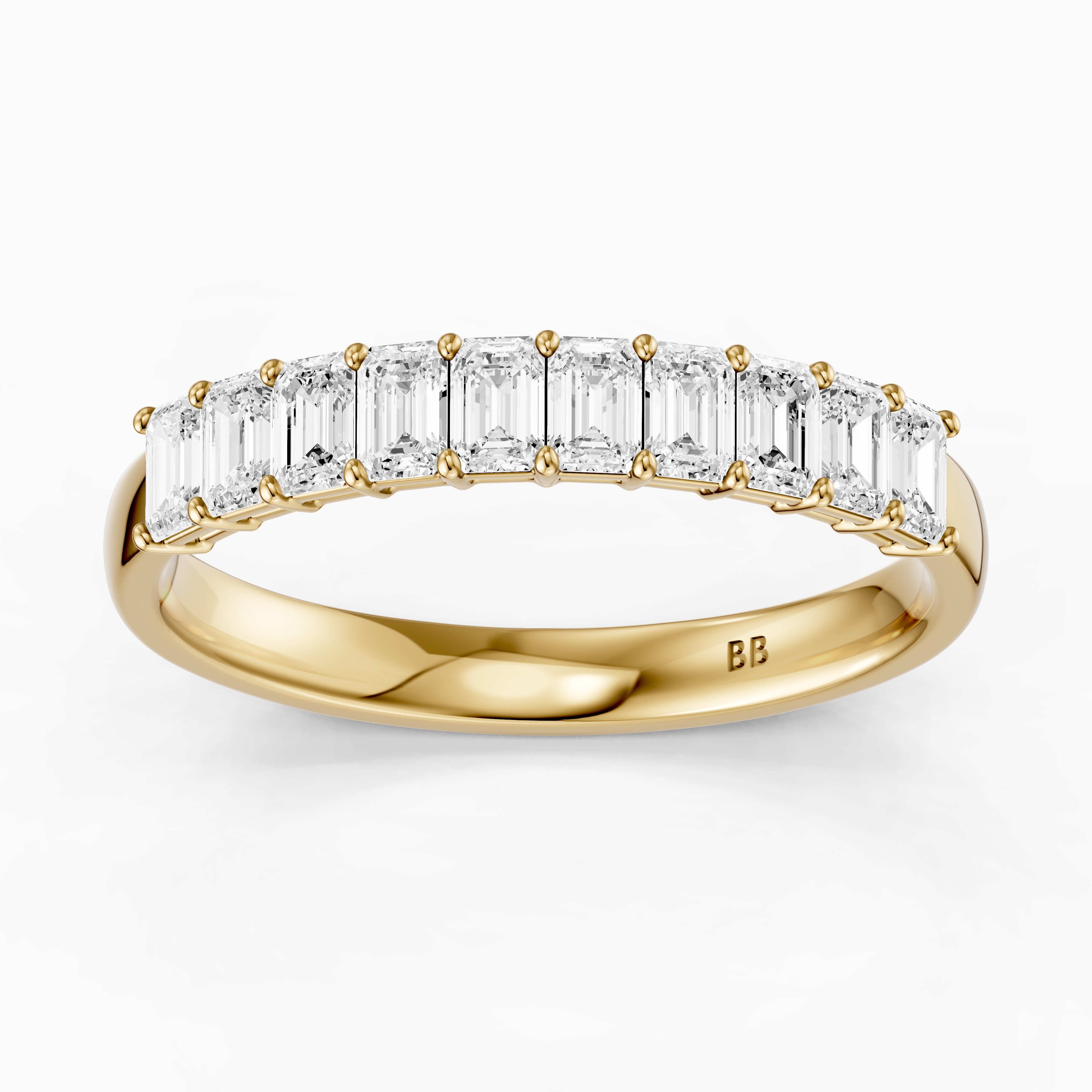 Ruby Emerald Shape Lab Grown Diamond Anniversary Band